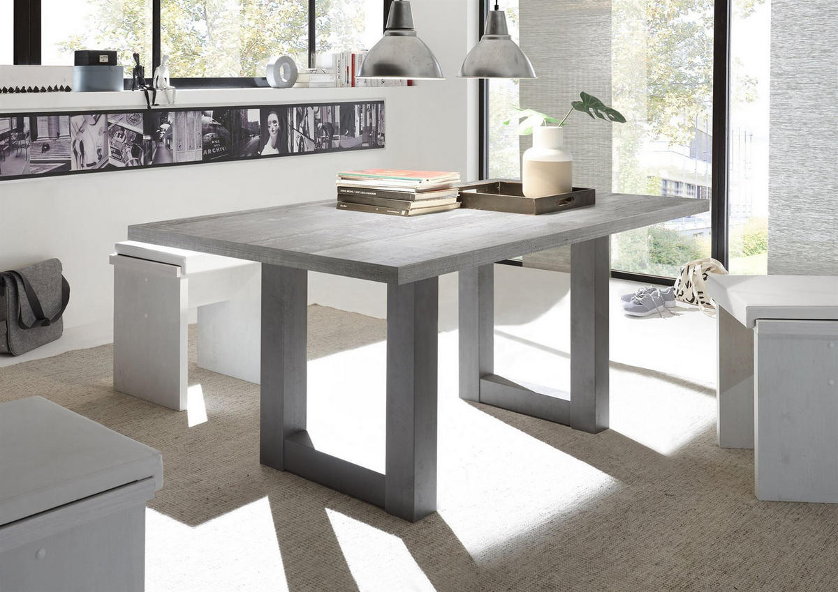 ESSZIMMERTISCH Eila 4 180 x 90 x 75 Esstisch Graphit/Beton - Hellgrau, Holz (180/90/75cm) - 58aufmkessel
