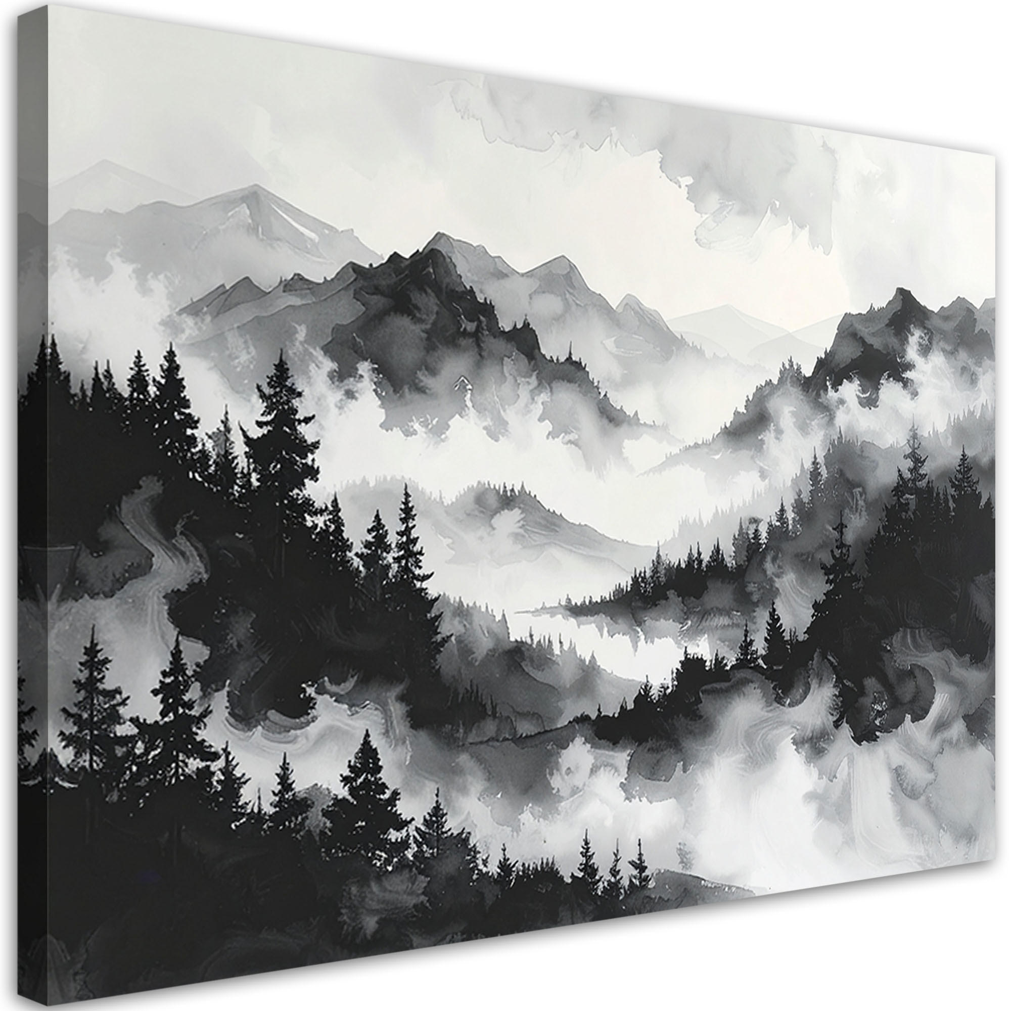 Feeby Leinwandbild Schwarz 90x60 cm