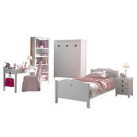 KINDERZIMMER Kamila 12 weiß aus MDF mit Bett, Schrank und Nachtkonsole - Weiß, Holzwerkstoff (410/1/210cm) - 58aufmkessel