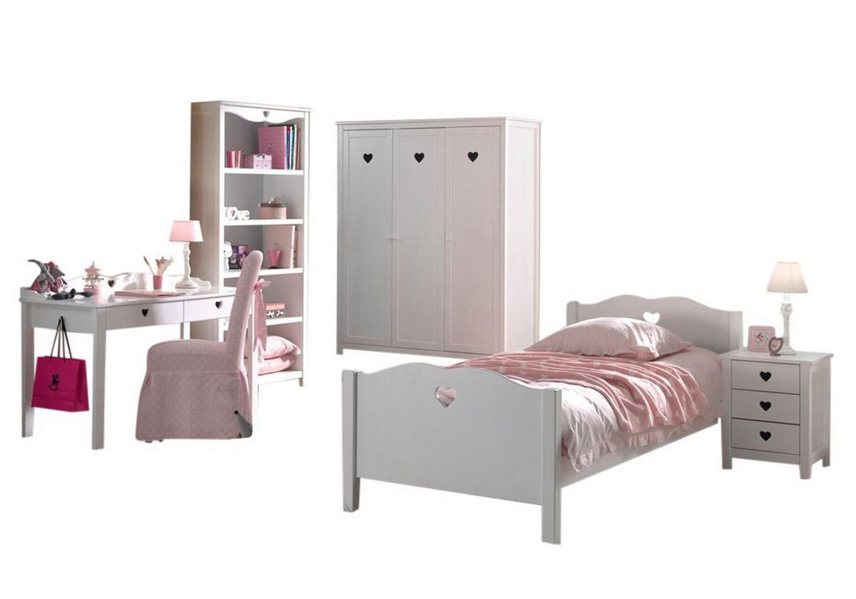 KINDERZIMMER Kamila 12 weiß aus MDF mit Bett, Schrank und Nachtkonsole - Weiß, Holzwerkstoff (410/1/210cm) - 58aufmkessel