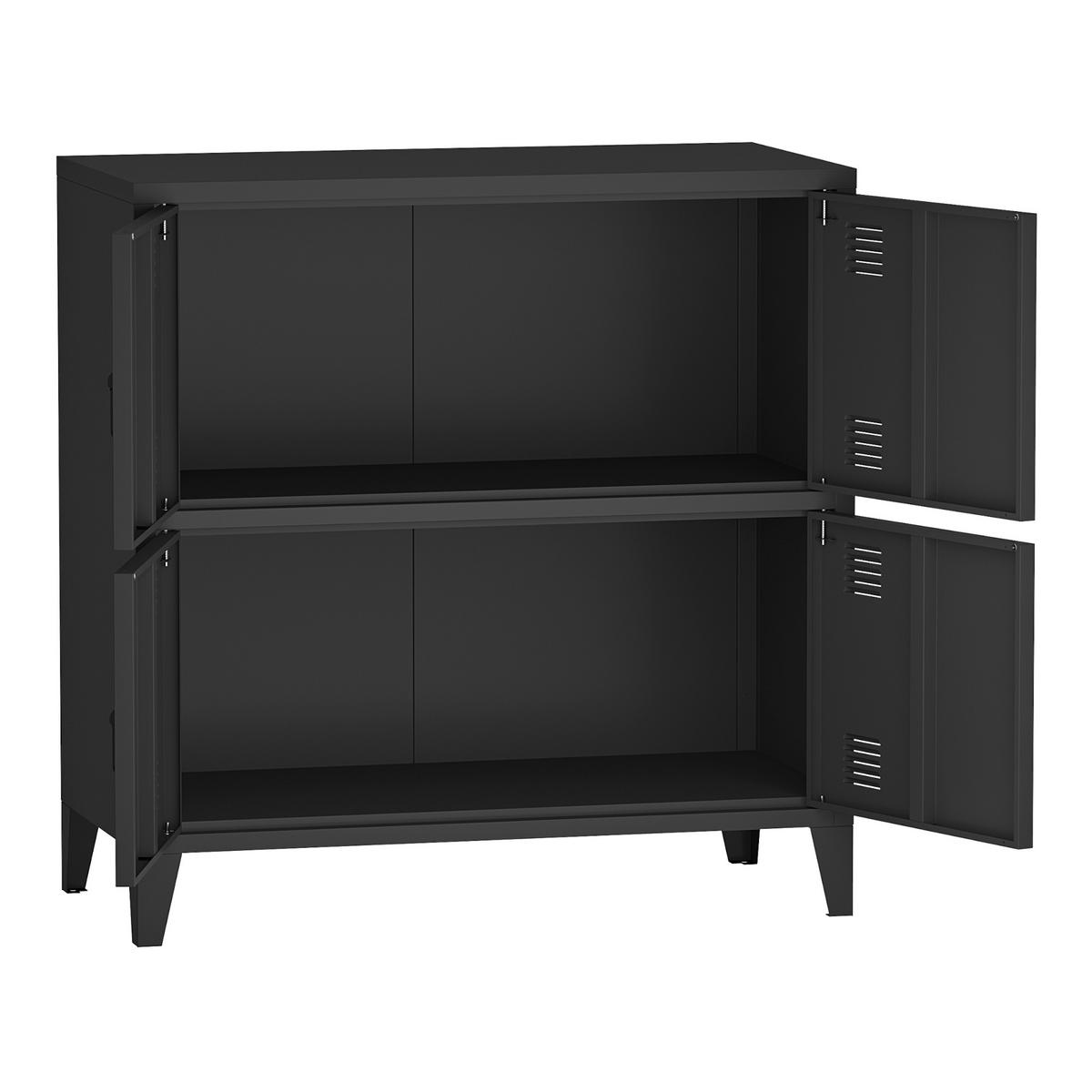 BÜROSCHRANK Hamina - Schwarz, Metall (80/82/40cm) - [en.casa]