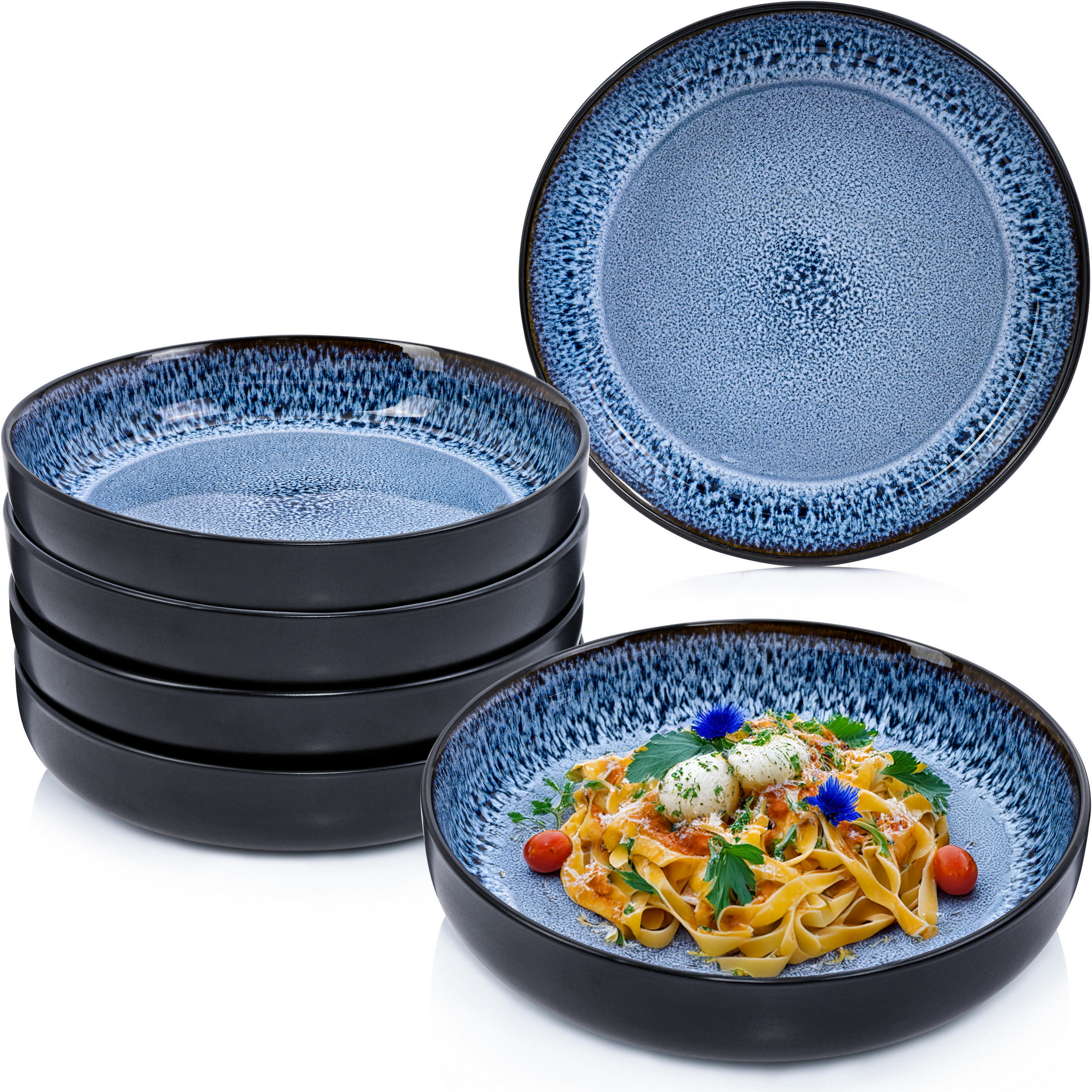 PASTASCHALEN SET ARUBA - 6 teilig aus Steingut - Blau, Keramik (22cm) - Sänger