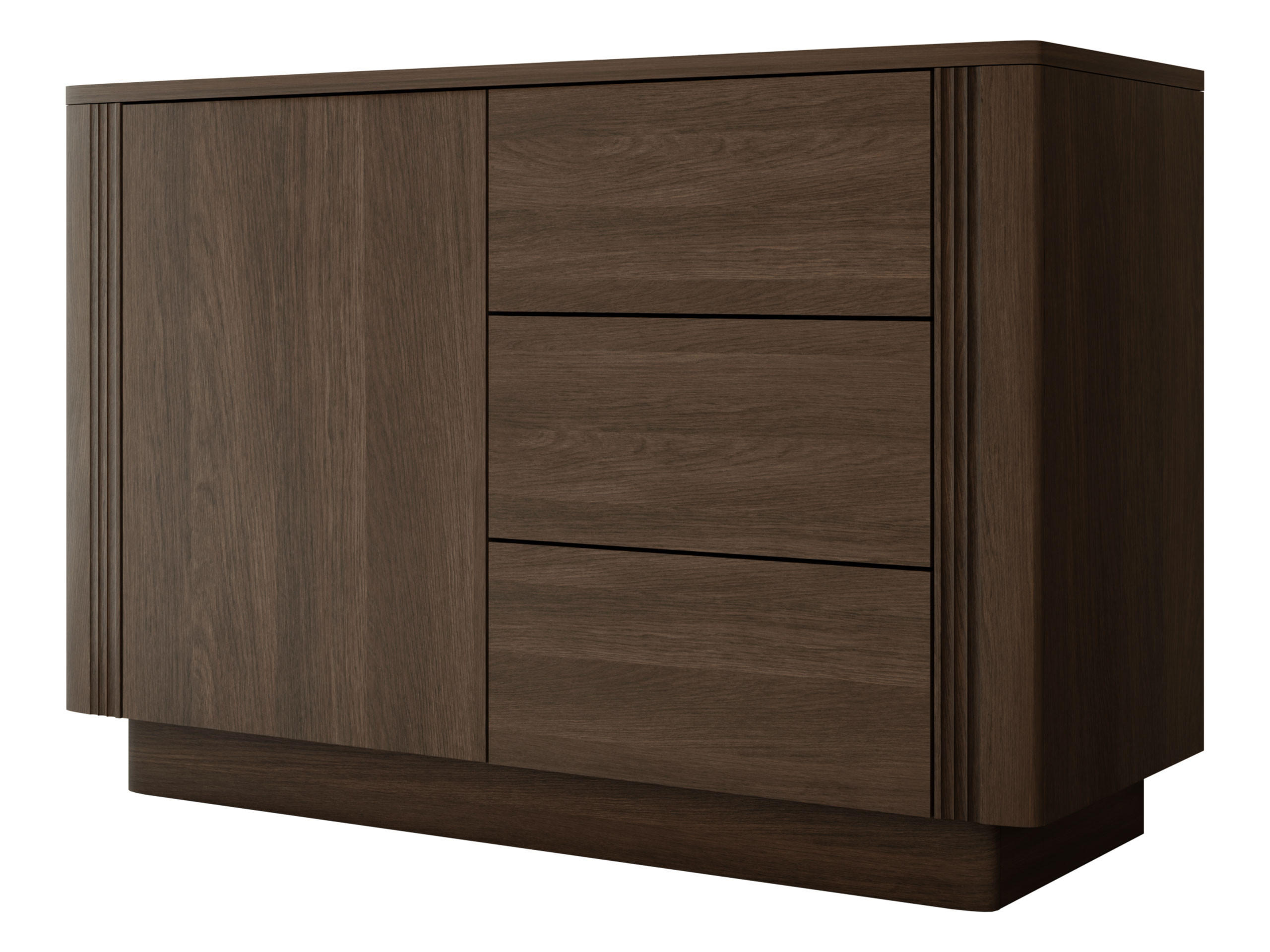 KOMBIKOMMODE Netari 1D3SZ - Dunkelbraun, Holzwerkstoff (100/69/40cm) - MIRJAN24