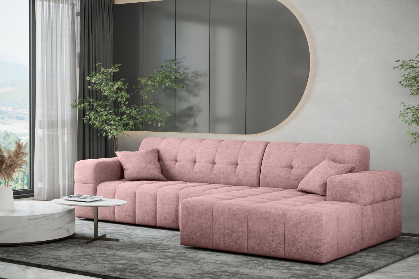 ECKSOFA NIMES Stoff Perfect Harmony Rosa Rechts - Rosa, Holz/Kunststoff (265/168cm) - Kaiser Möbel