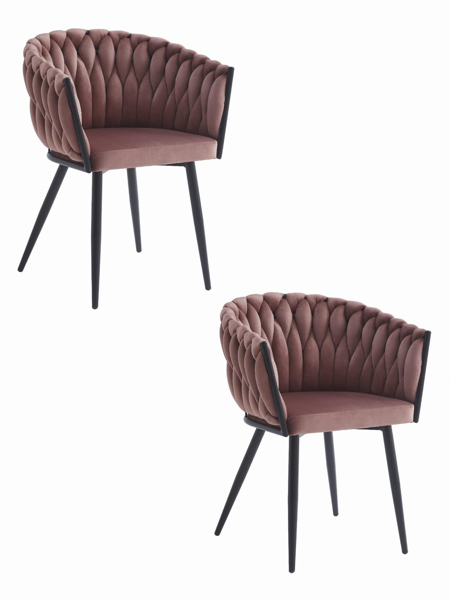 ESSZIMMERSTUHL 2-er Set MAYAN dunkelrosa Sitz, schwarze Beine - Dunkelrosa/Schwarz, Textil (61/79/55cm) - Valora