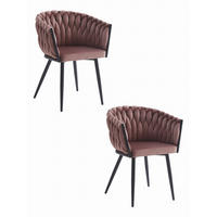 ESSZIMMERSTUHL 2-er Set MAYAN dunkelrosa Sitz, schwarze Beine - Dunkelrosa/Schwarz, Textil (61/79/55cm) - Valora