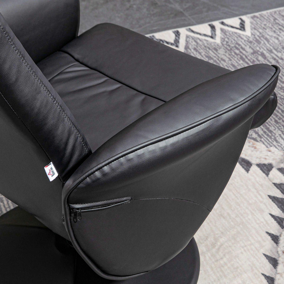 RELAXSESSEL 76/81/101 cm in Schwarz mit Hocker und Liegefunktion - Schwarz, Metall (81/101/76cm) - Flora Grace