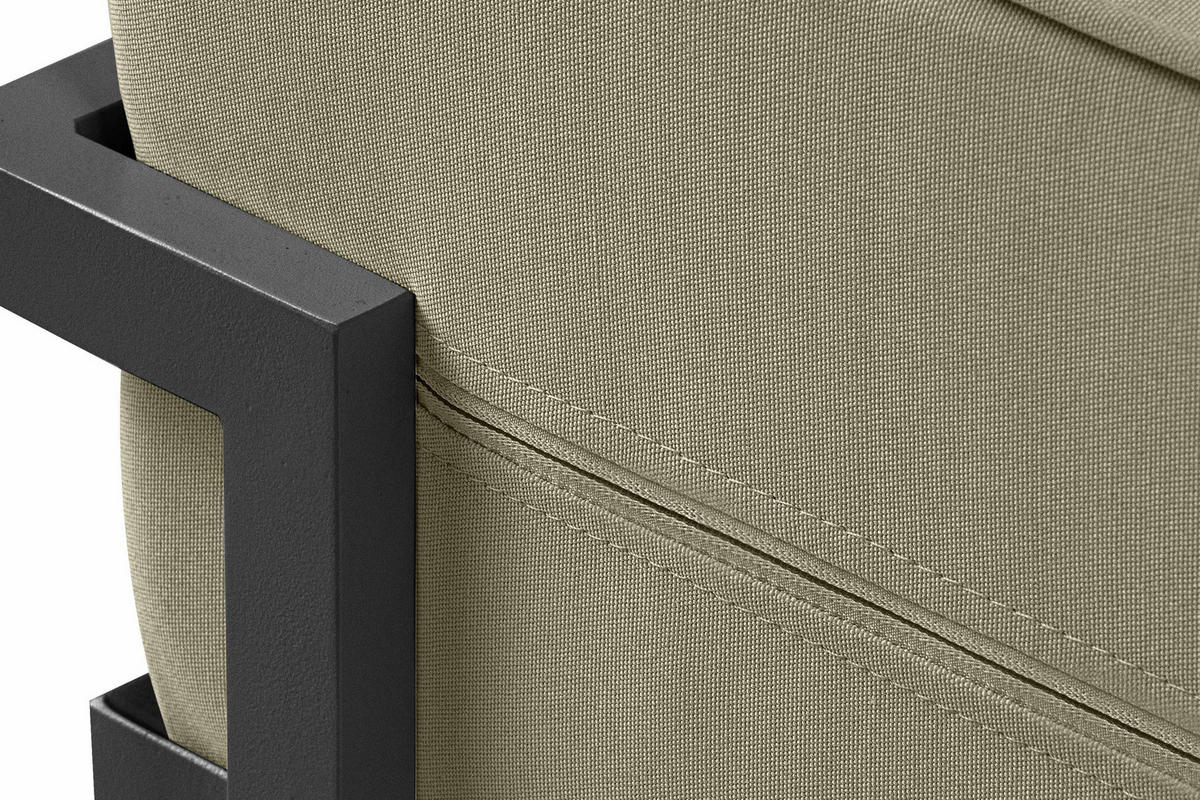 GARTENLOUNGE-HOCKER TRIGLO auf Metallfüßen, Modern, Dunkelgrau/Beige - Dunkelgrau/Beige, Textil/Metall (69/44/54cm) - KONSIMO®