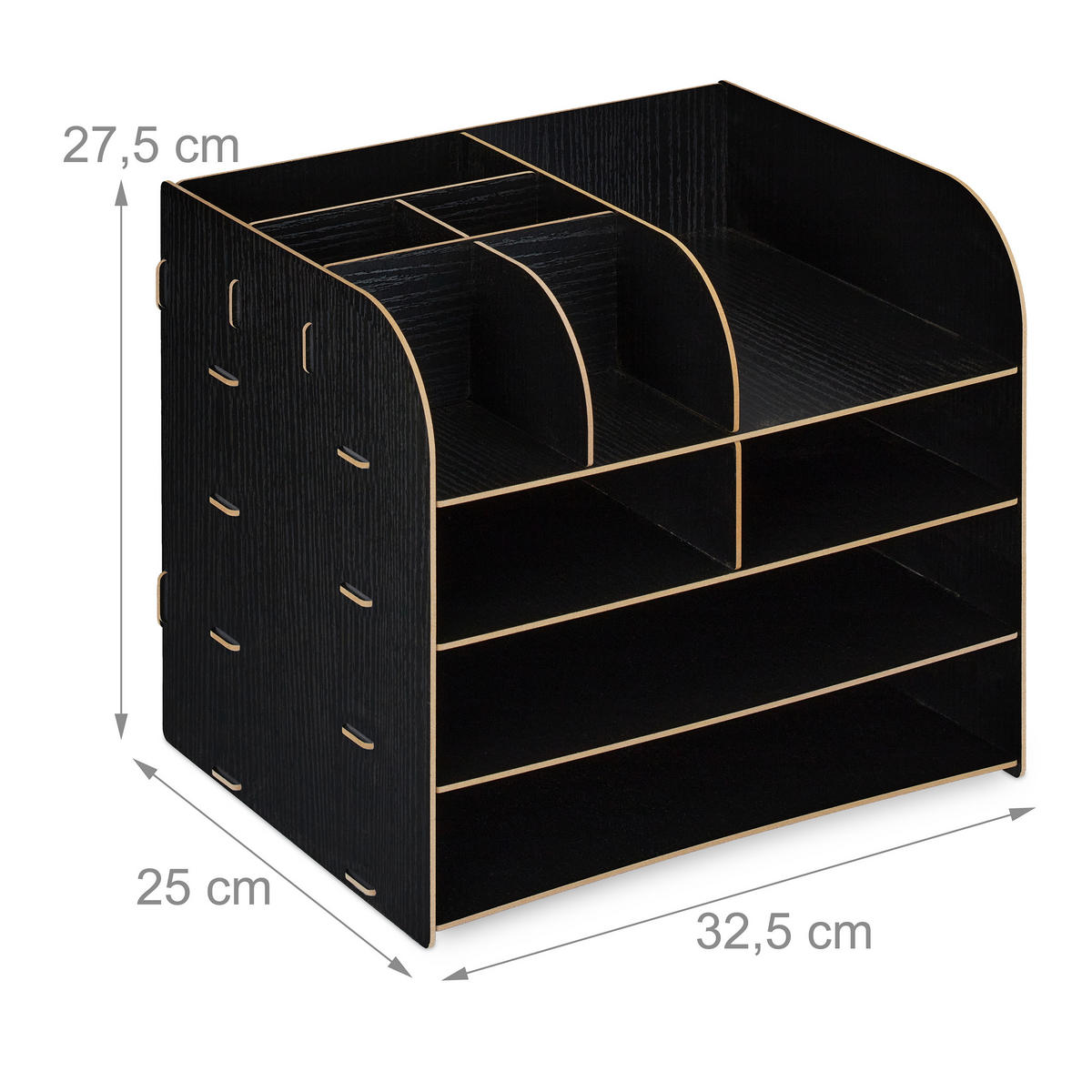 SCHREIBTISCH Organizer - Schwarz, Holzwerkstoff (25/32.5/27.5cm) - Relaxdays