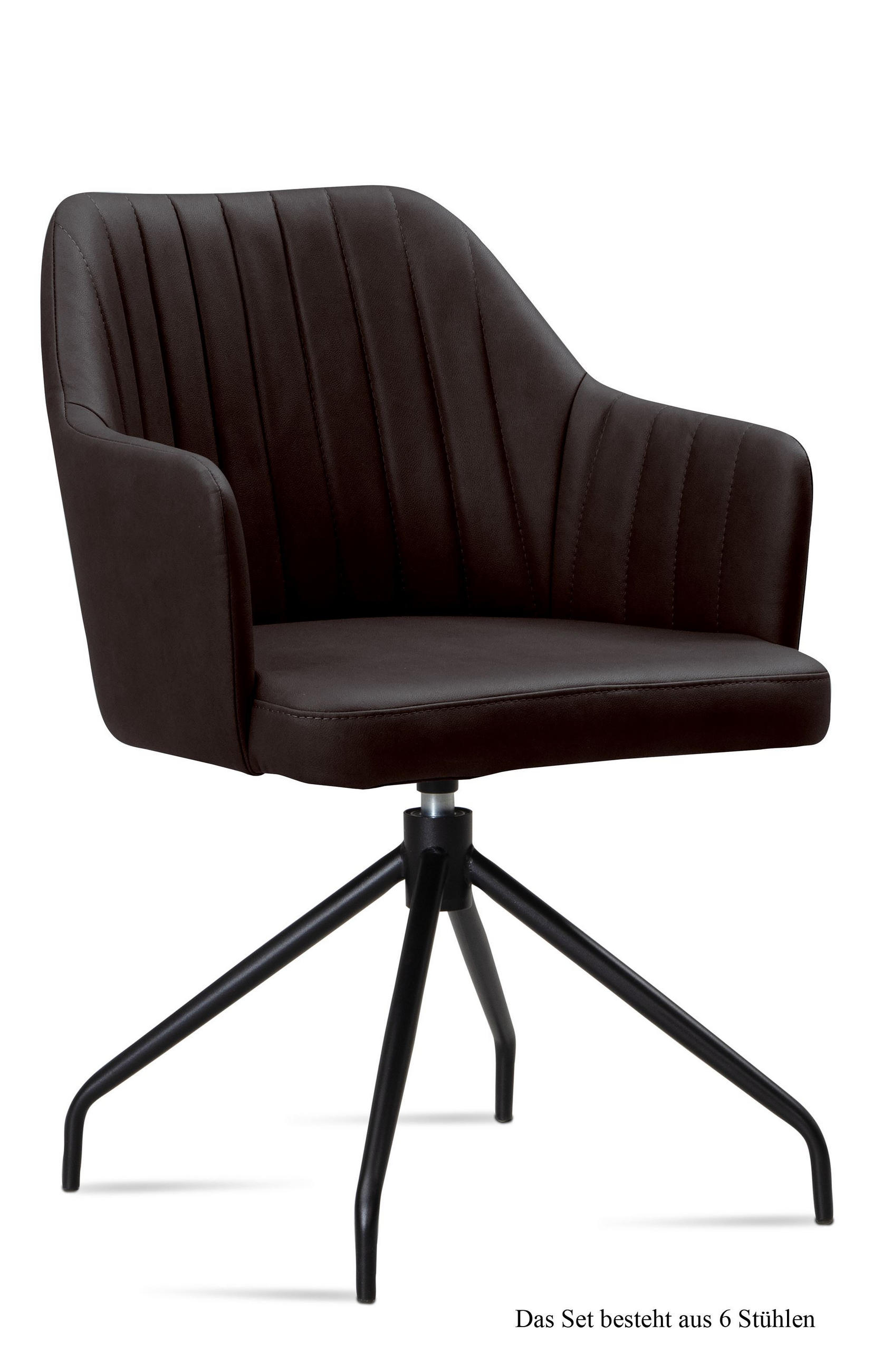 ARMLEHNSTUHL drehbar (6er-Set) Dorena 58x81x60 Schwarz/Espresso - Dunkelbraun/Schwarz, Kunststoff (60/81/58cm) - 58aufmkessel