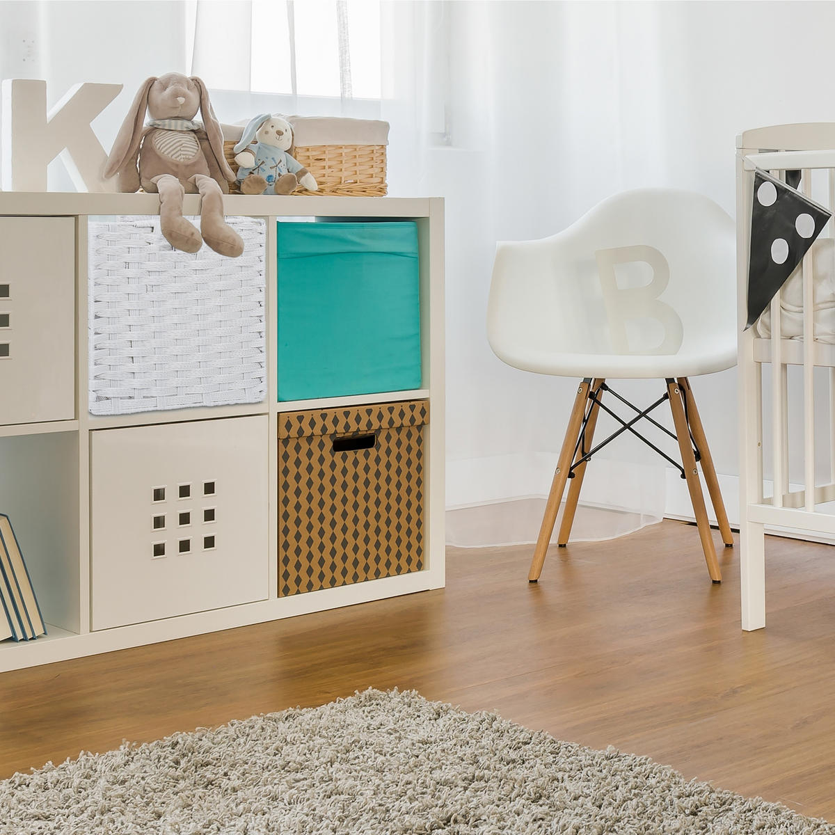 AUFBEWAHRUNGSKORB - Weiß, Kunststoff/Metall (32/31/30cm) - Relaxdays