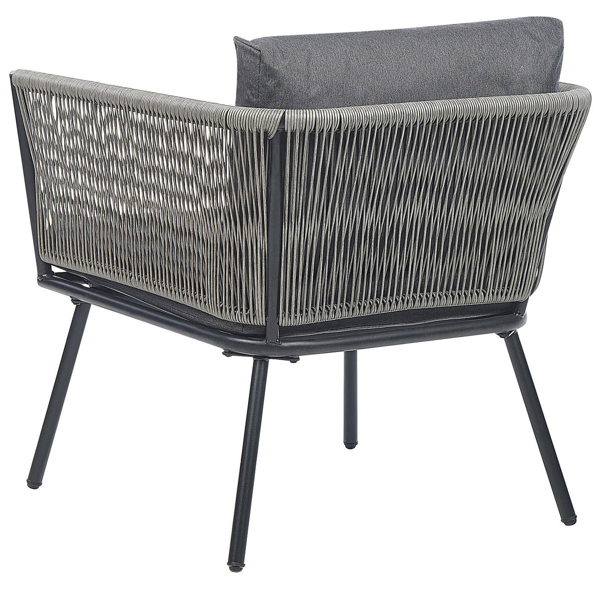 BALKONSET 2-Sitzer Rattan hellgrau Auflagen grau Gargano - Schwarz/Grau, Kunststoff/Textil - Beliani