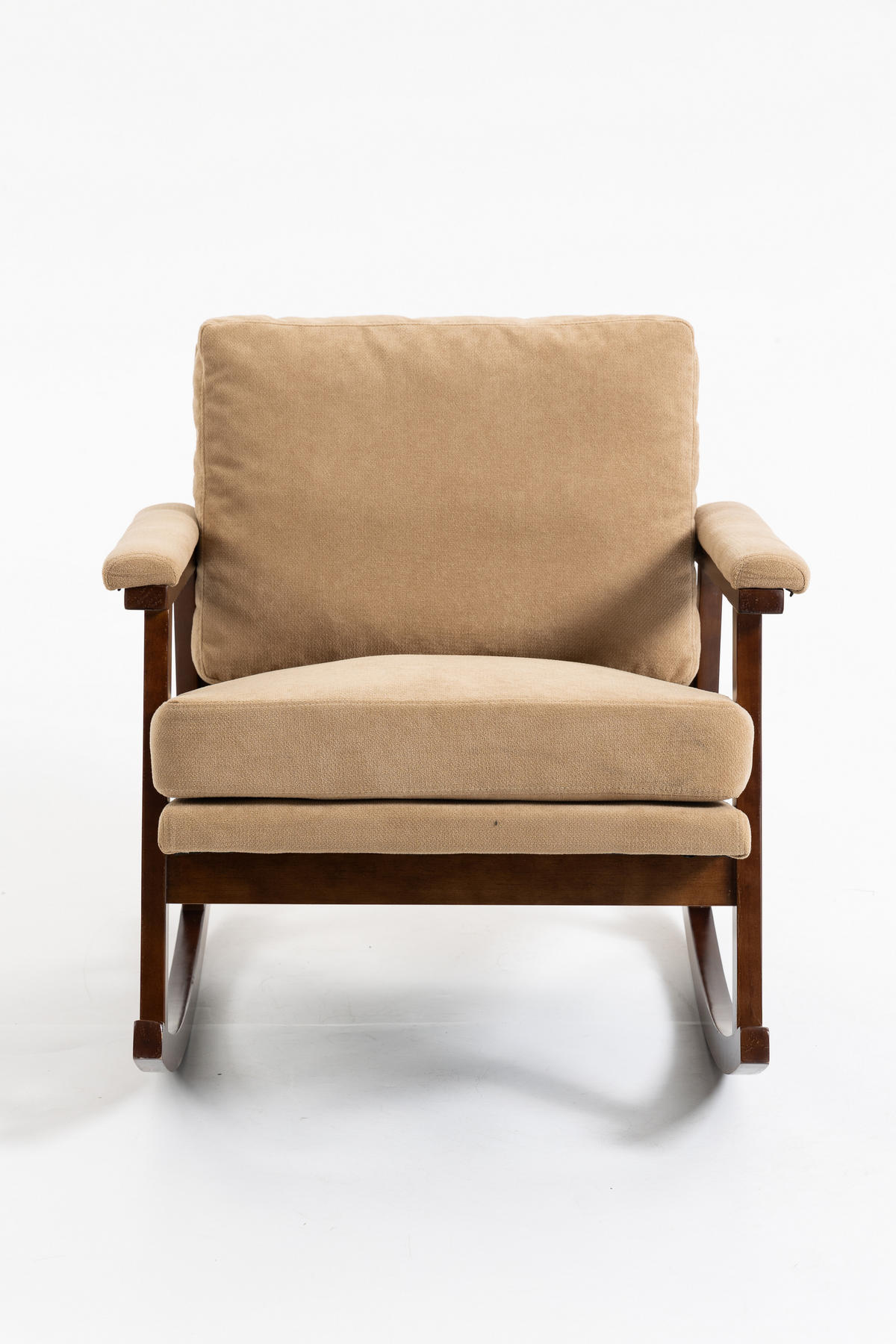 SCHAUKELSTUHL im Mid-Century-Stil mit Holzgestell und Polsterung für Wohnzimmer und Schlafzimmer - Hellbraun, Textil (83/80/73cm) - Kaket
