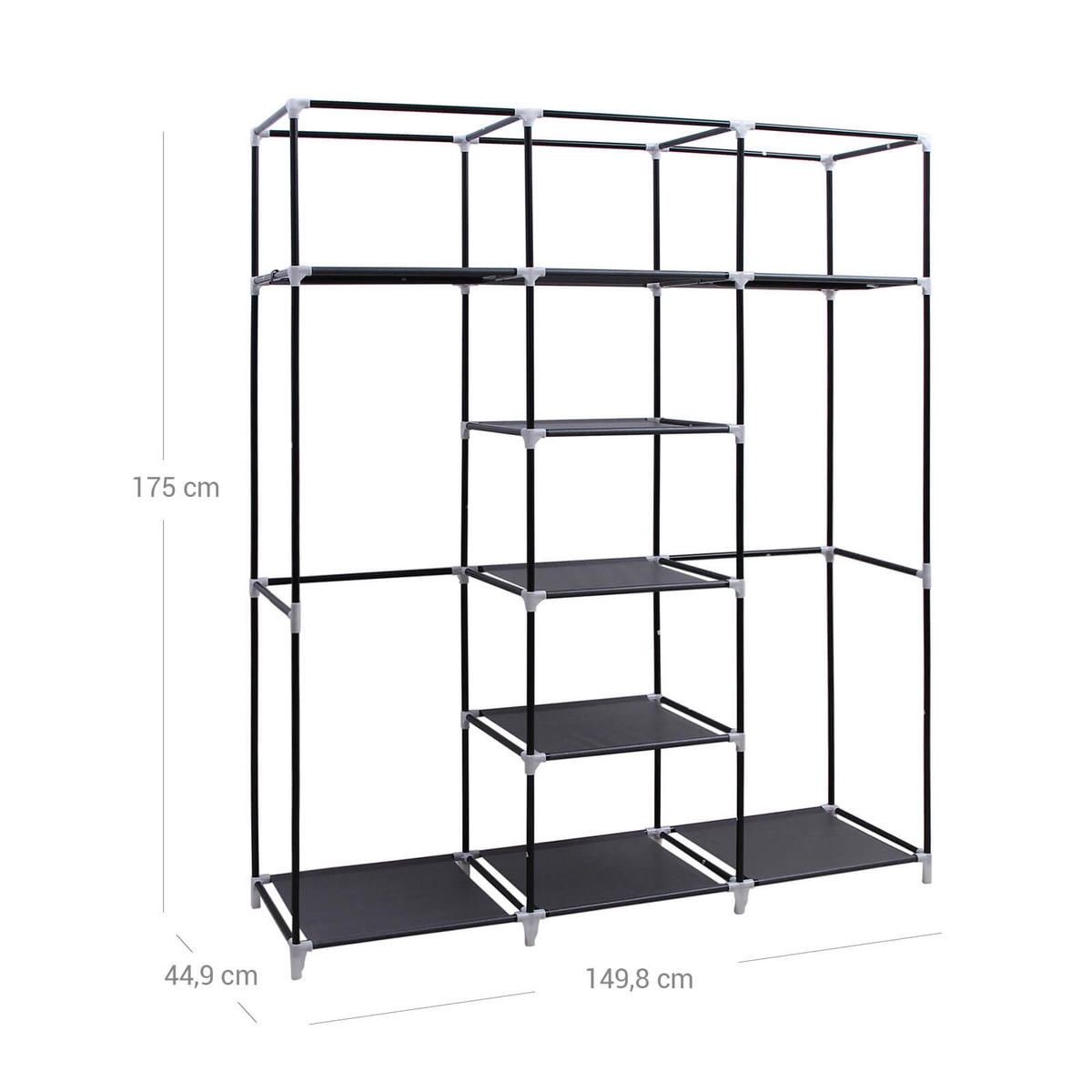 STOFFSCHRANK KLEIDERSCHRANK - Schwarz, Textil (45/150cm) - Hansiro