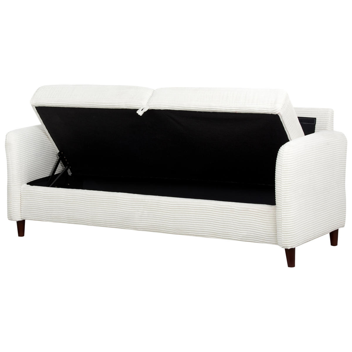 3-SITZER-SOFA Cord cremeweiß mit Stauraum Mare - Dunkelbraun/Weiß, Textil (184/88/77cm) - Beliani