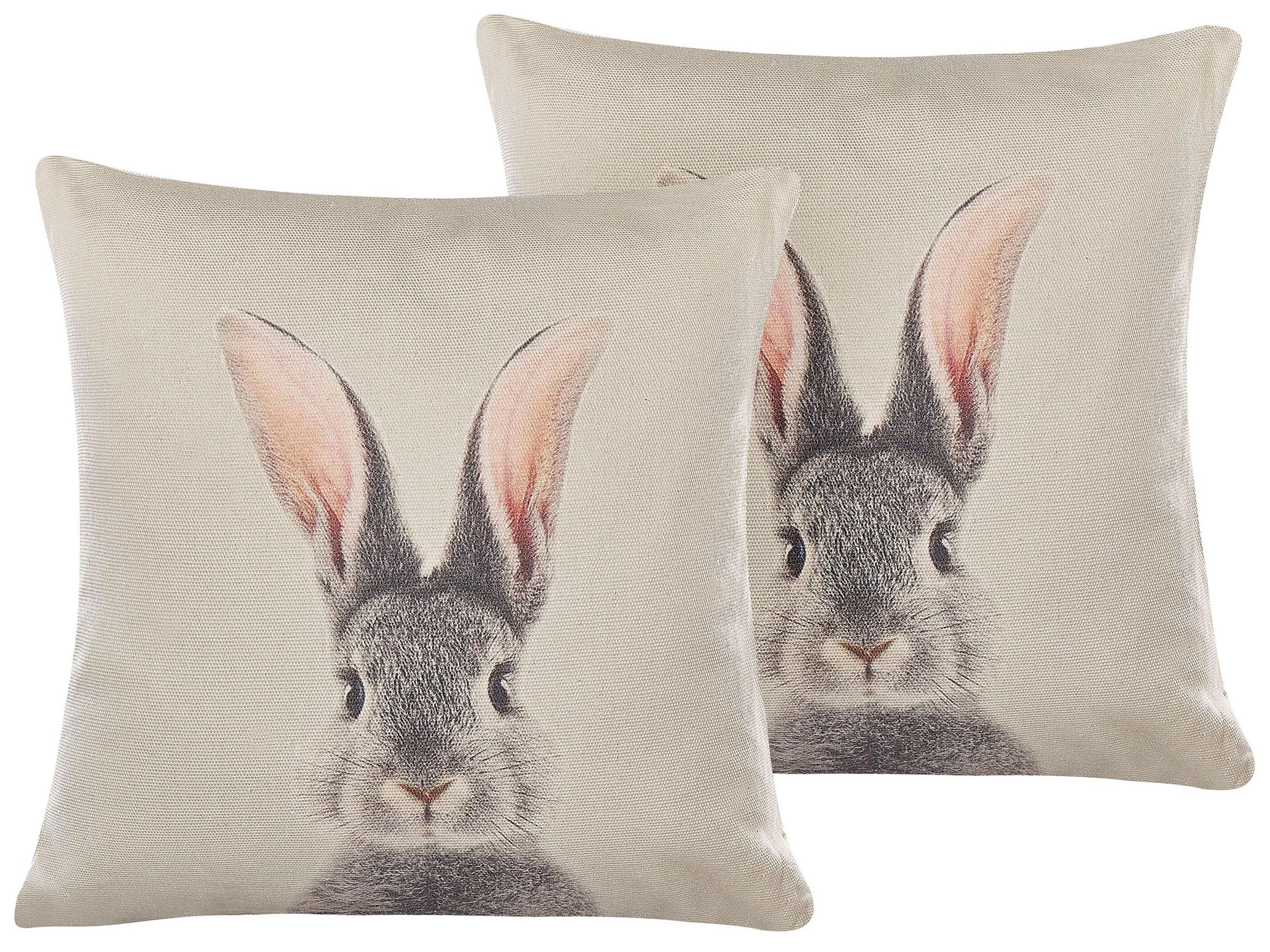 DEKOKISSEN 2er-Set Taupe 45/45 cm Quercus - Graubraun, Textil (45/45cm) - Beliani