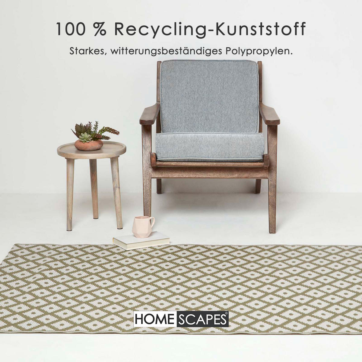 OUTDOORTEPPICH May geometrisch gemustert 180/270 cm - Olivgrün, Kunststoff (180/270cm) - Homescapes