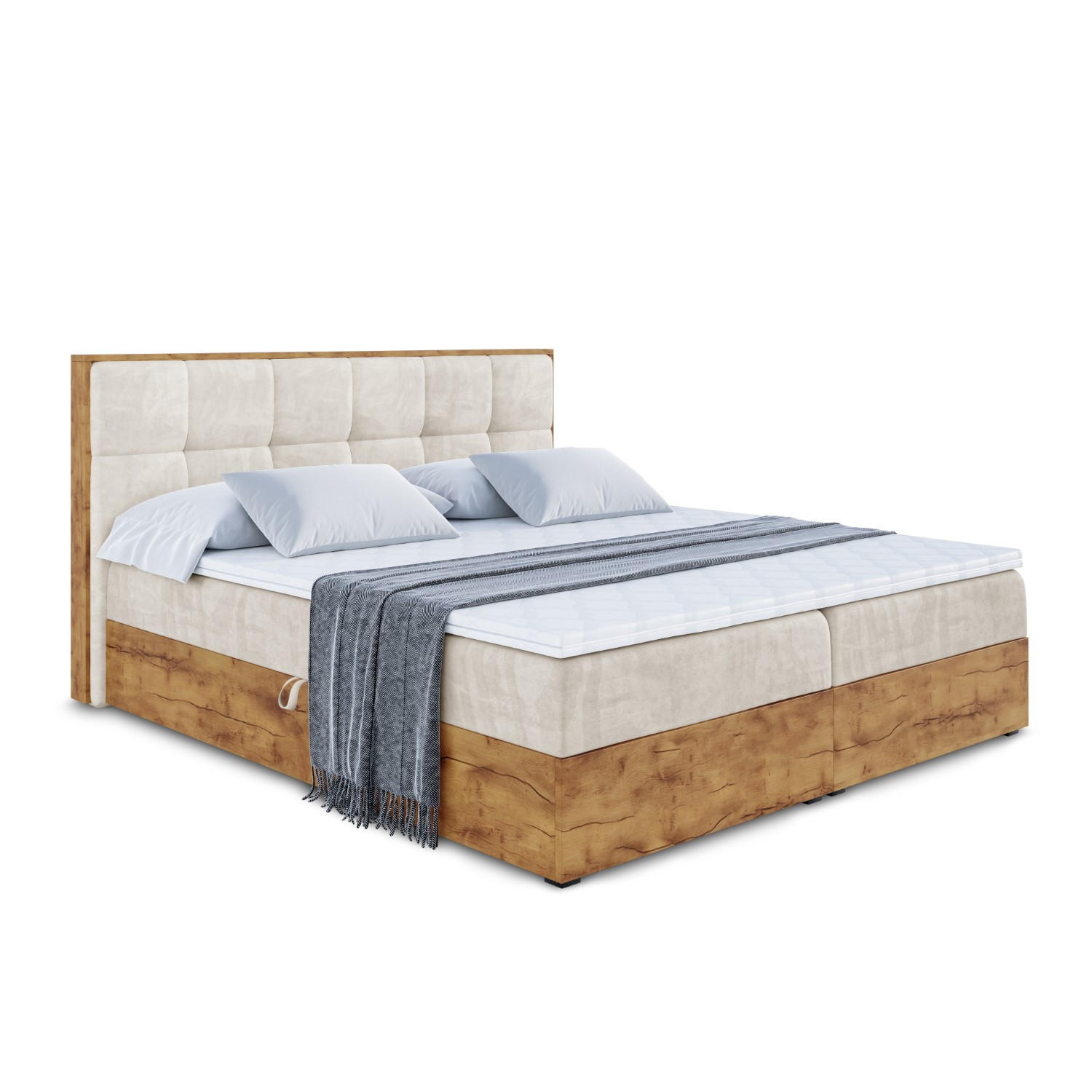 ALTDECOR AMERICKÁ postel s matrací H3 a roštem – LOLLI7 – 140x200 – béžová
