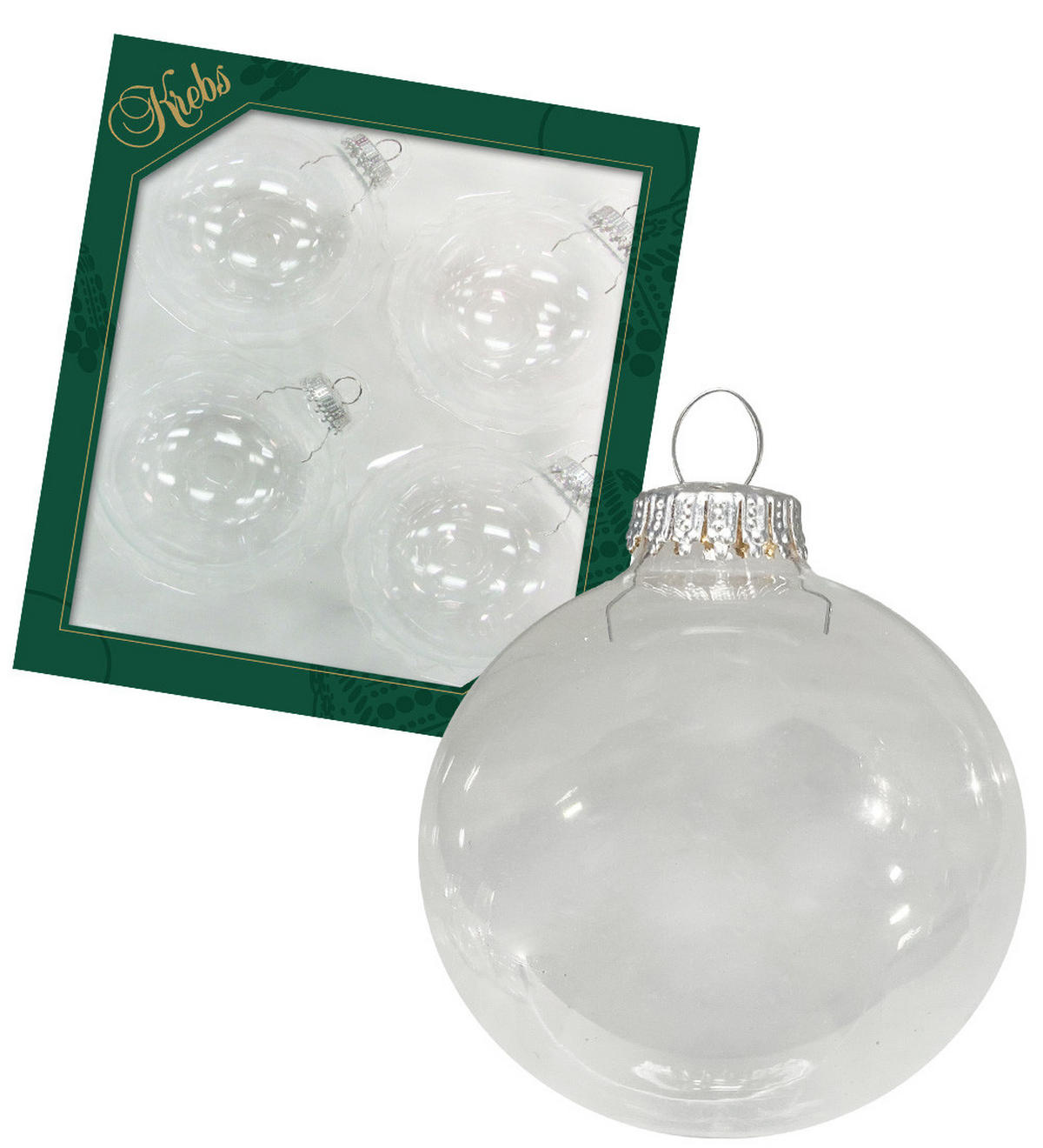 CHRISTBAUMKUGELN Uni-Design Clarissa Transparent 8cm (Glas / 4 Stk.) - Transparent, Glas (8/8/8cm) - Krebs Glas Lauscha