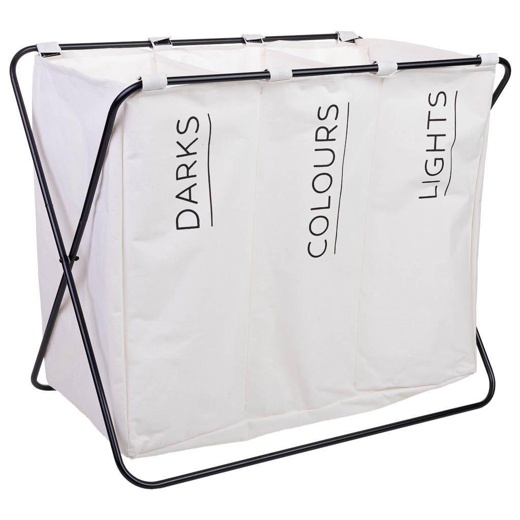 WÄSCHEKORB aus metall 66x40x56cm - Weiß, Textil (66/56/40cm) - Wanderlust