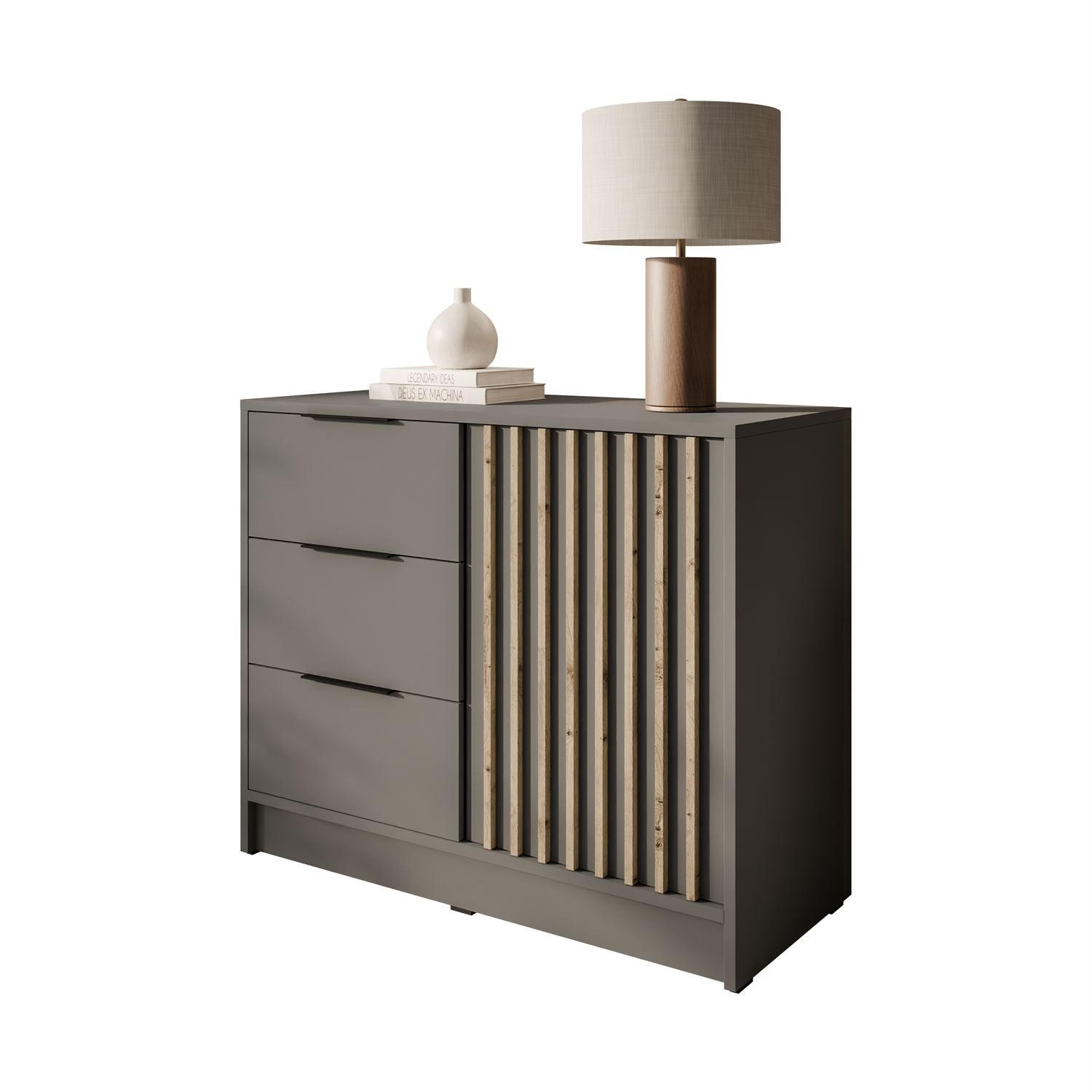 KOMMODE NELA mit Lamellen, Grau/Artisan - Grau, Holzwerkstoff (105/86/45cm) - Lookway