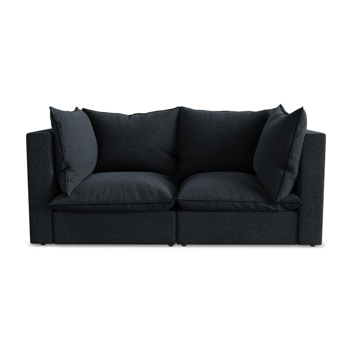 2-SITZER SOFA Samt Stoff Blau - Blau/Schwarz, Holzwerkstoff/Kunststoff (180/77/90cm) - LaMiaSofa