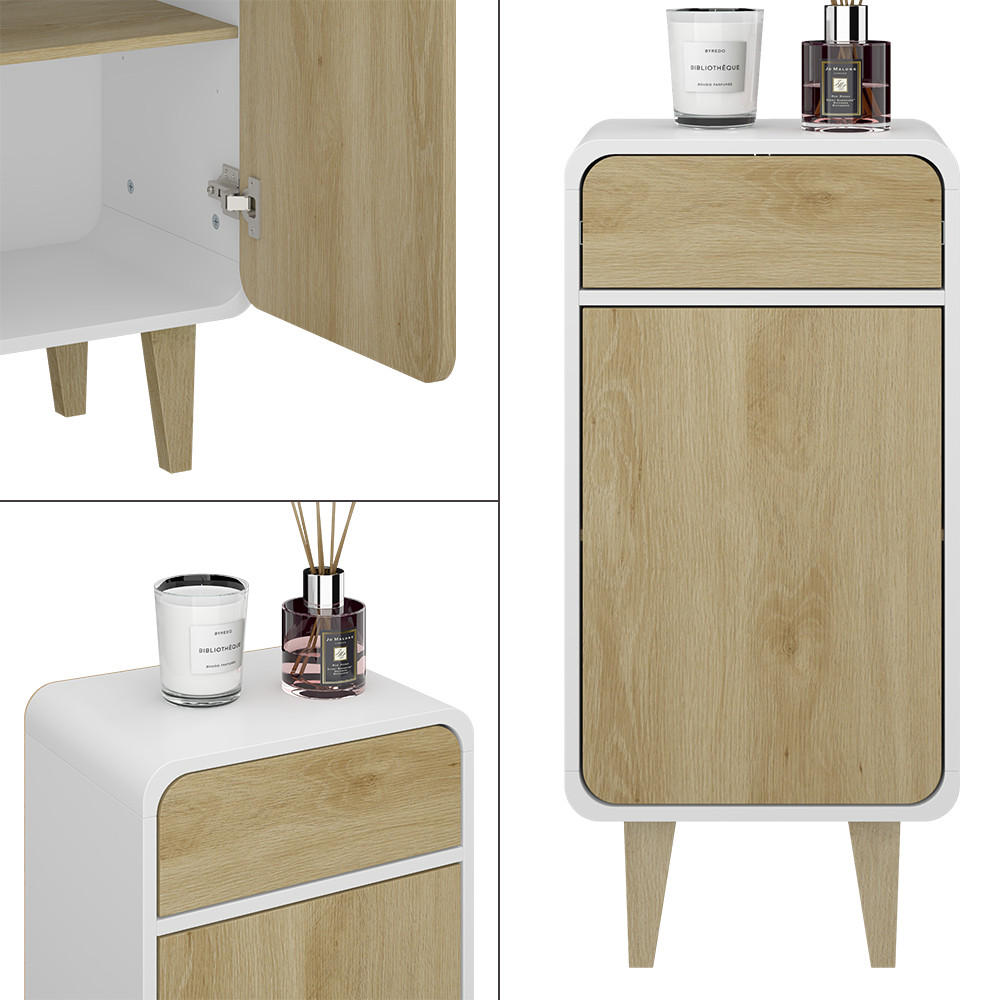 Thumbnail - Vicco Midischrank, Weiß, Eiche, Holzwerkstoff, 2 Fächer, Rechteckig, 40x81x30 cm, Badezimmer, Badezimmerschränke, Midisc...