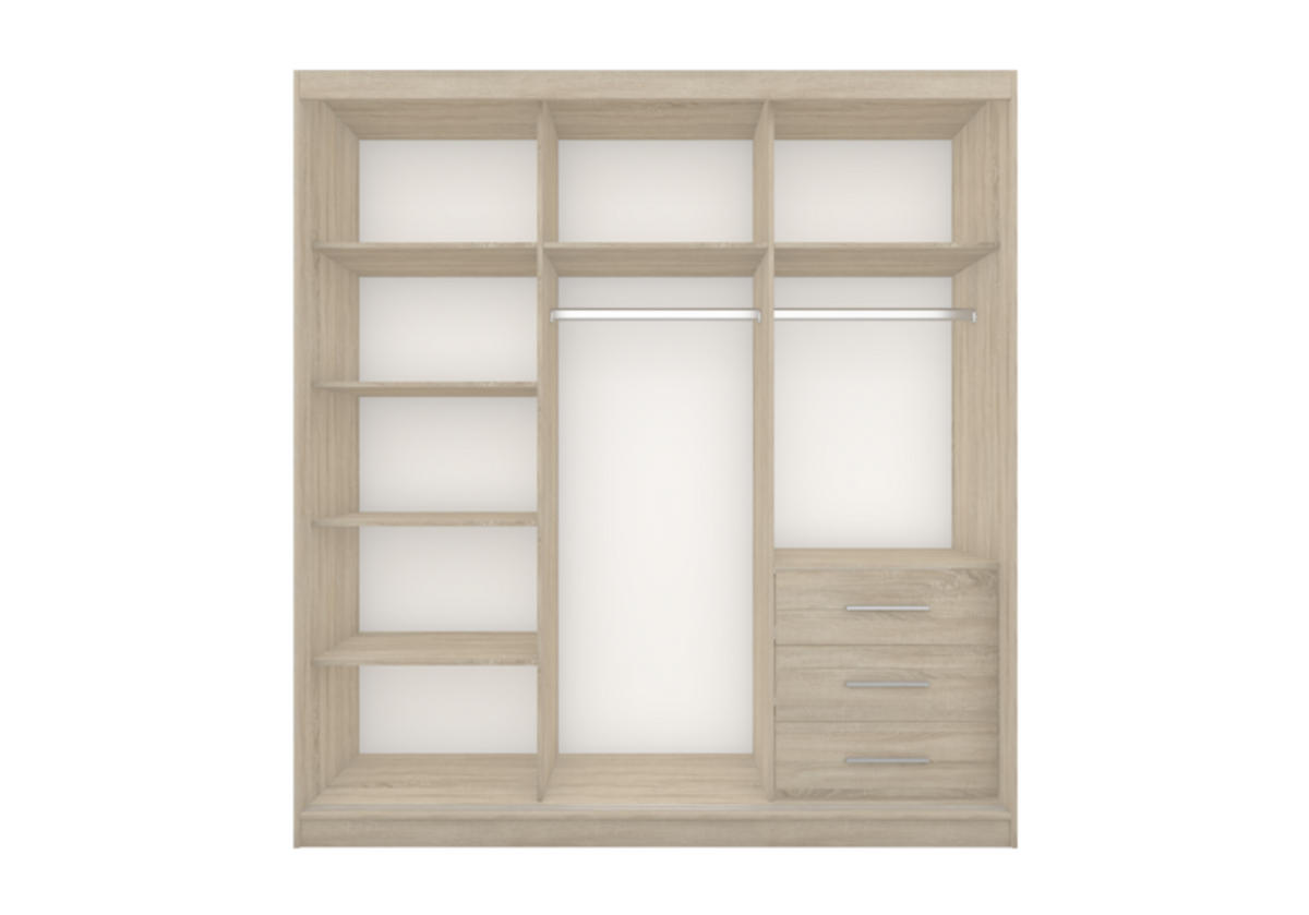 SCHIEBETÜRENSCHRANK - KALLAS Sonoma + Zirbelkiefer - Sonoma Eiche, Holzwerkstoff/Metall (203/218/61cm) - Möblo