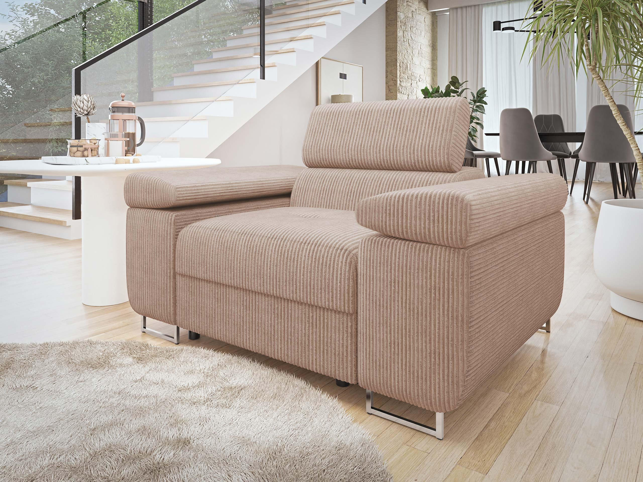SESSEL Torezio Cord - Rosa, Holz/Textil (134/90/102cm) - MIRJAN24