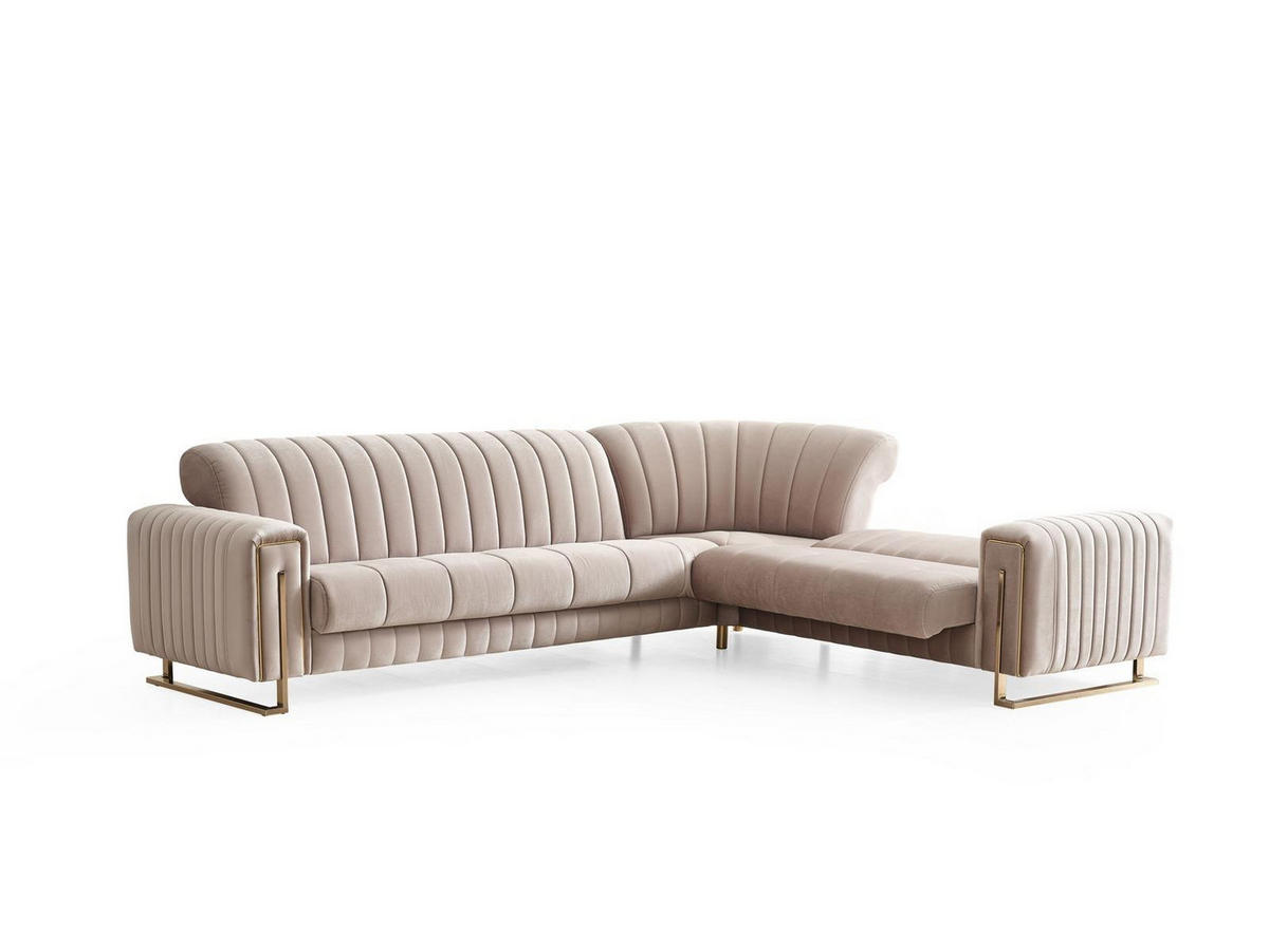 ECKSCHLAFSOFA Kochi Beige - Langer Schenkel Links - Beige, Holzwerkstoff/Kunststoff (315/245cm)