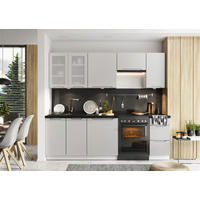 KÜCHENZEILE KS14-G240 - Zivora - für ein harmonisches Küchenambiente - Hellgrau, Holz/Metall (240/213.3/52.4cm) - ROYAL24_MARKT