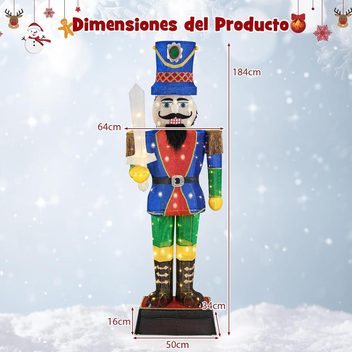 WEIHNACHTSFIGUR 184cm Multicolor - Multicolor, Metall (50/16/34cm) - COSTWAY