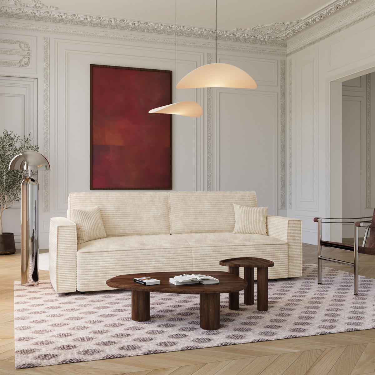 SCHLAFSOFA mit Stauraum Cord Beige 254cm - Beige, Textil (254/78/95cm) - Premium Interiors