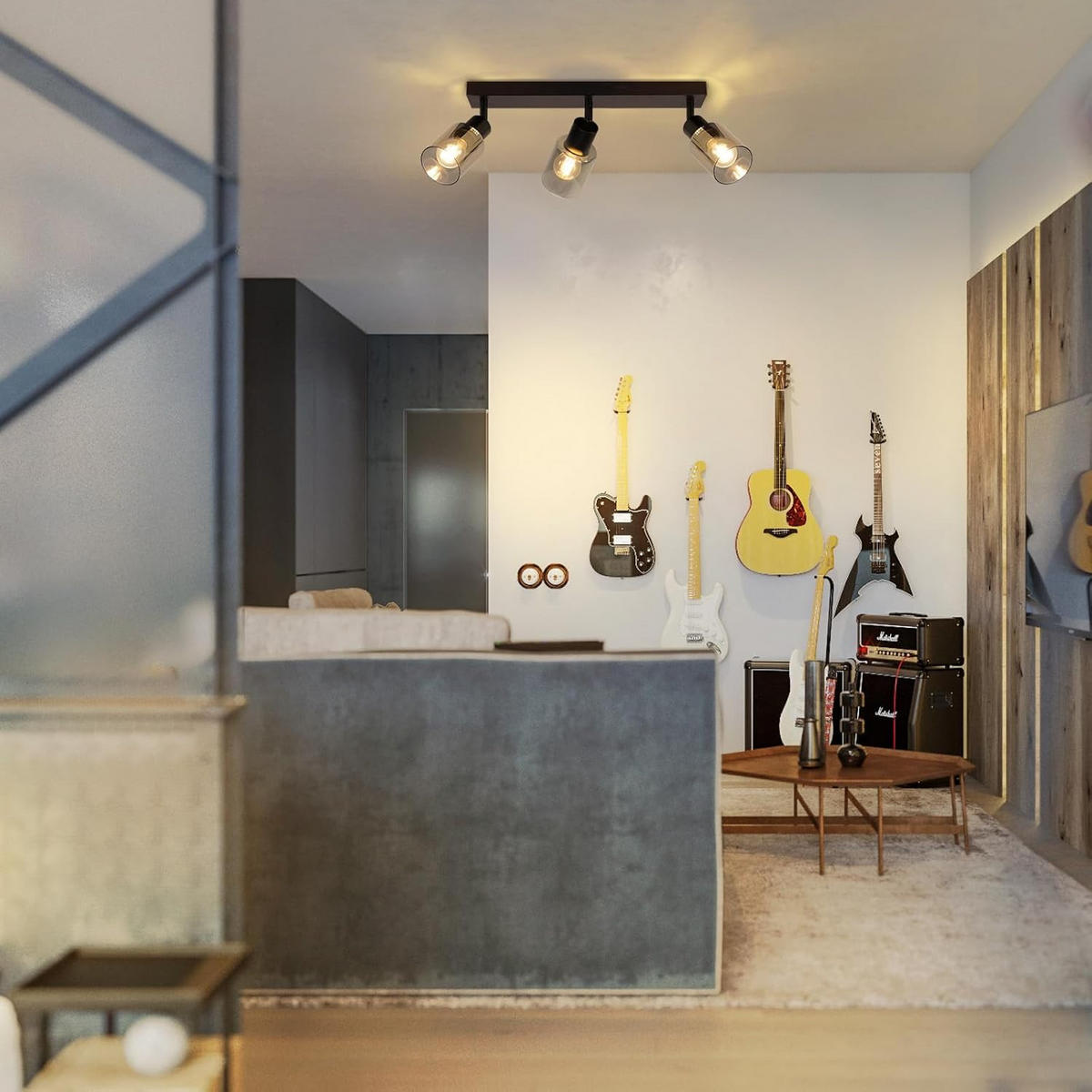 DECKENSTRAHLER Funkelbert 19/15/41 cm - Schwarz, Metall (41/19/15cm) - ZMH