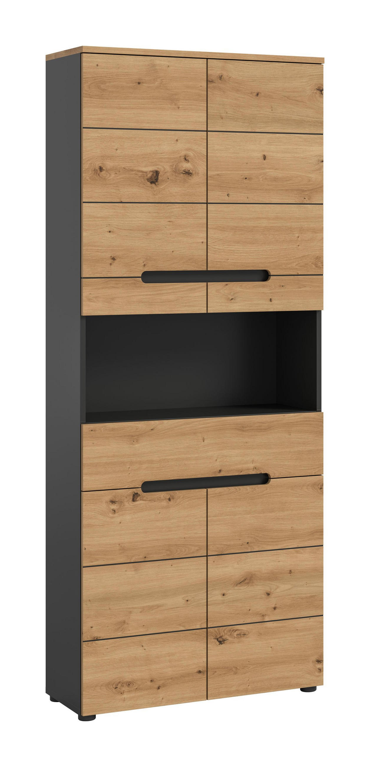 HOCHSCHRANK breit Canu Bad in Basalt grau Nachbildung und Artisan Nachbildung B/H/T: 76x193x34 cm - Grau, Holzwerkstoff (76/193/34cm)