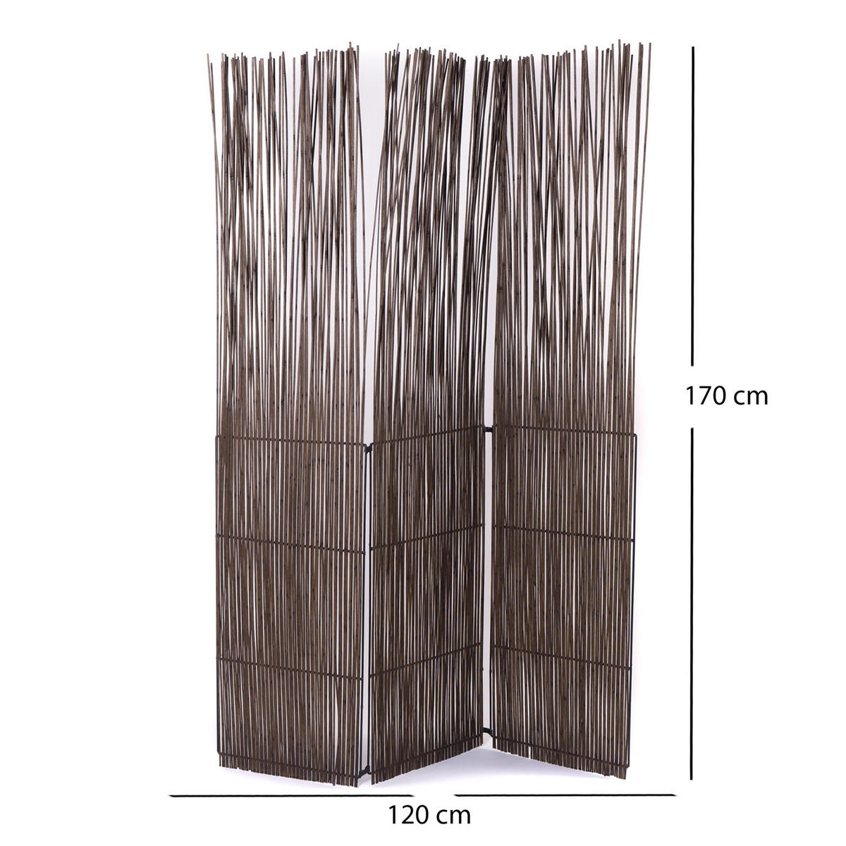RAUMTEILER Spike 3-tlg. Weidenholz, klappbar braun - Braun, Naturmaterialien (120/170/6cm) - CREEDWOOD