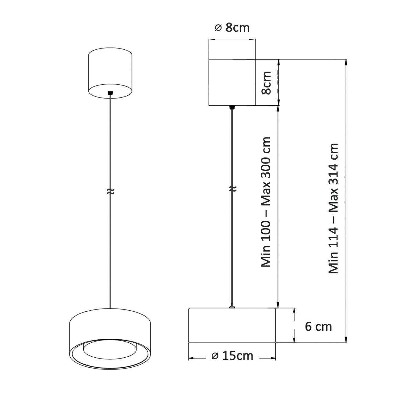 HÄNGELEUCHTE Prins, Schwarz, 6cm - Schwarz, Metall (6/15/6cm) - KOSILUM