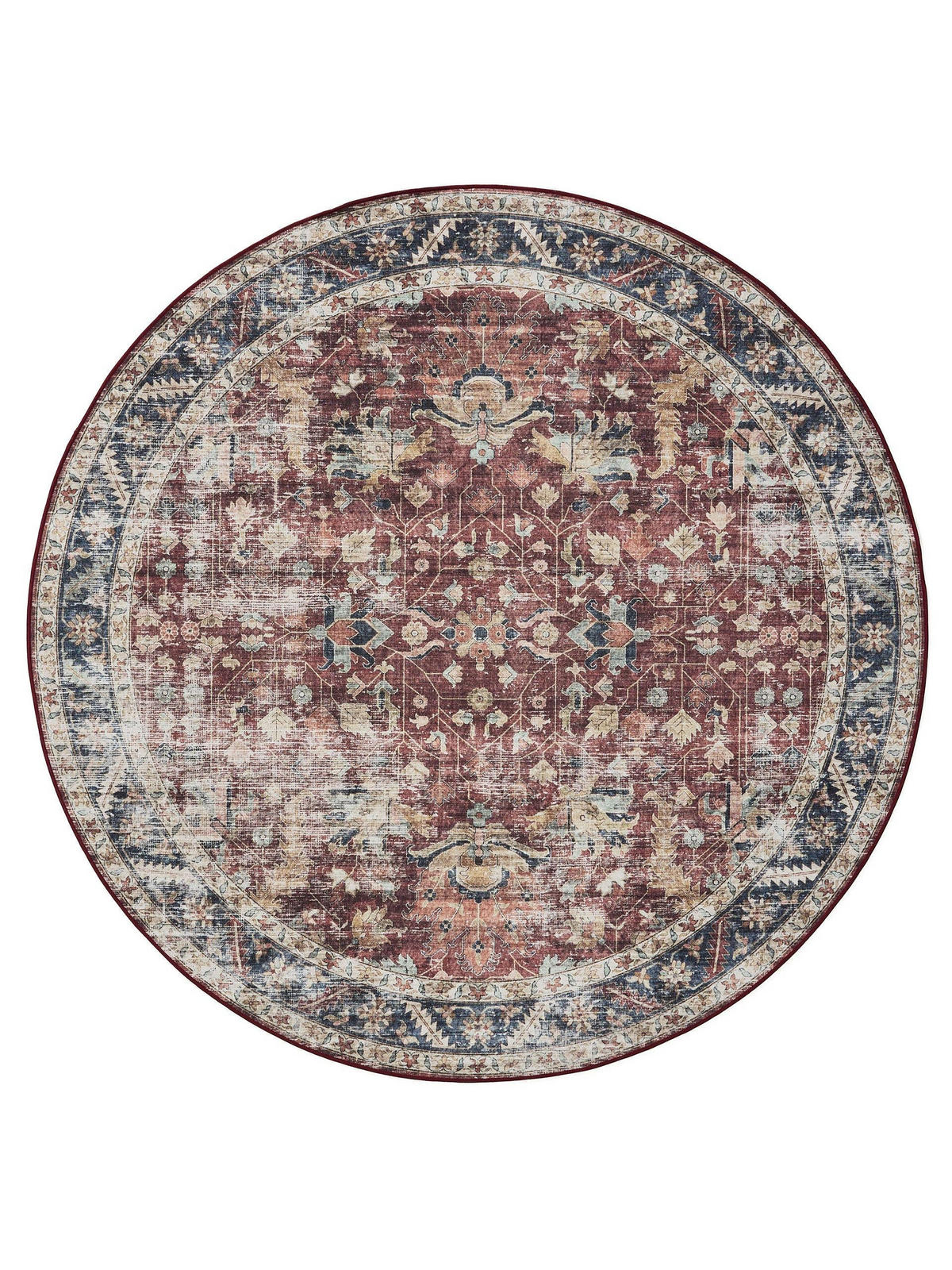 VINTAGE-TEPPICH George waschbar ø 160 cm rund - Multicolor, Kunststoff (160/160cm) - benuta