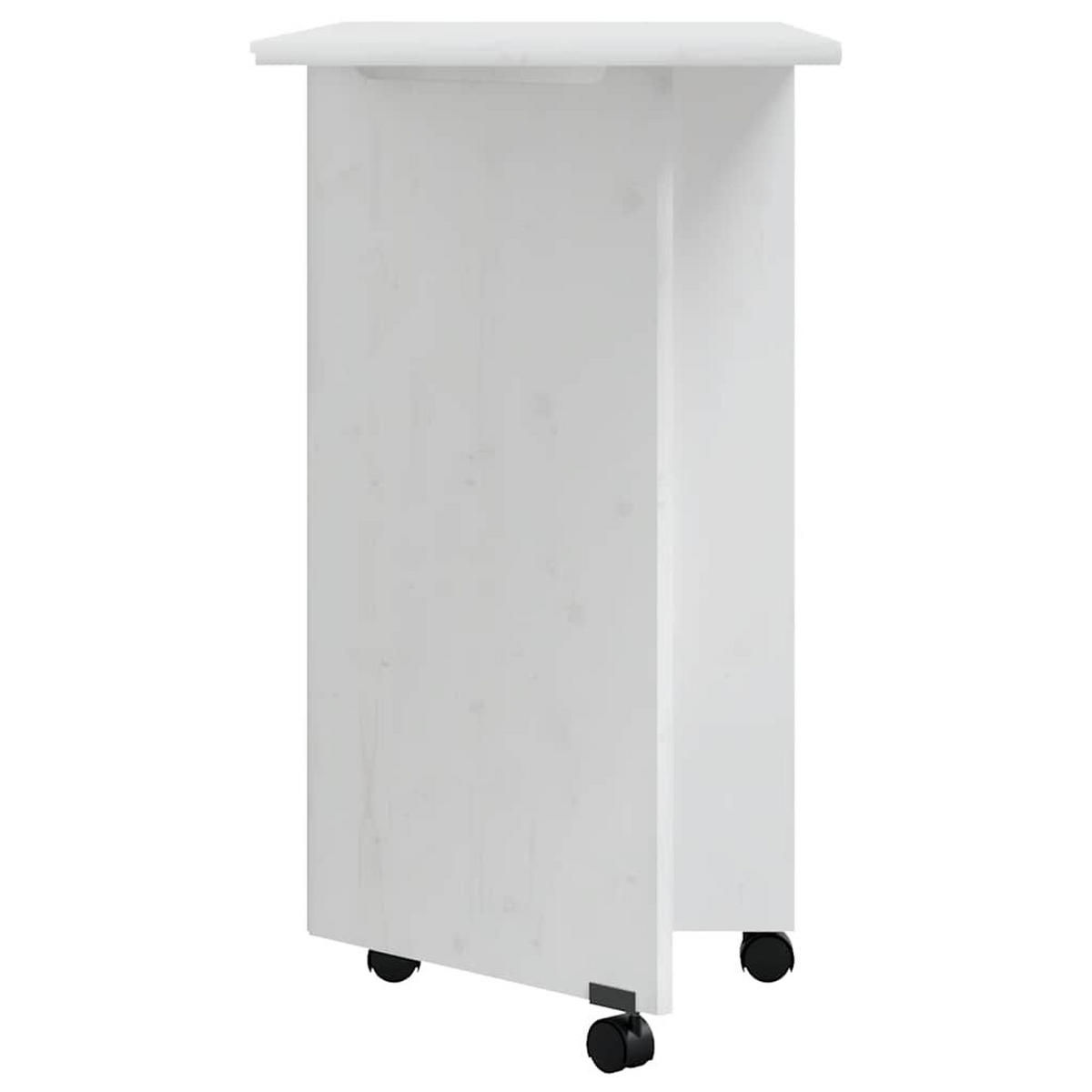 ROLLSCHRANK Mit Schreibtisch Moss Weiss Massivholz Kiefer - Weiß, Holz (105.5/39/74.5cm) - vidaXL