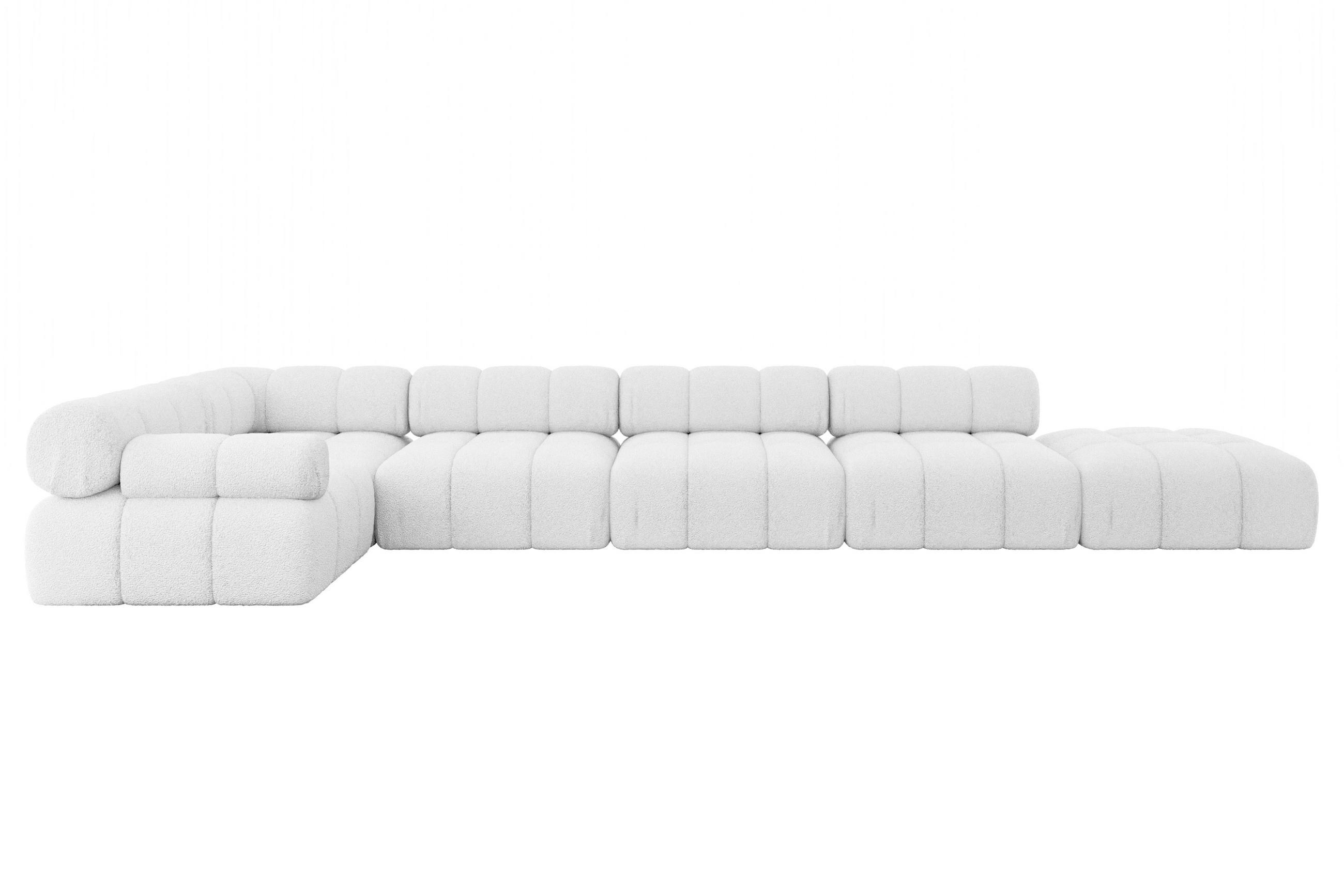 ECKSOFA modulares Sofa Felto-L3 - 475x190x70 cm Weiß Bouclé - Weiß, Holzwerkstoff/Textil (475/190cm) - ALTDECOR