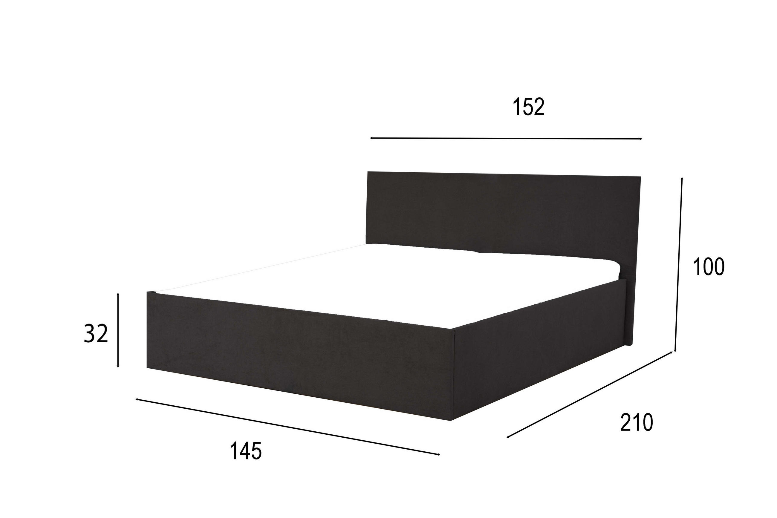 Thumbnail - Halmon Schlafkomfort Betten  Polsterbett, Anthrazit, Holz, H2, Höhe ca. 20 cm, 140x200 cm, Schlafzimmer, Betten, Polster...