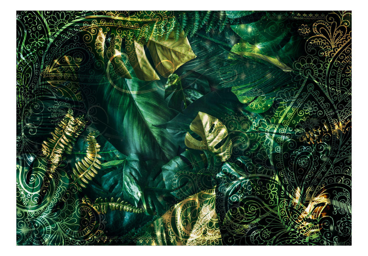 SELBSTKLEBENDE FOTOTAPETE 245/175 cm - Goldfarben/Grün, Kunststoff/Textil (245/1cm) - KUNSTLOFT
