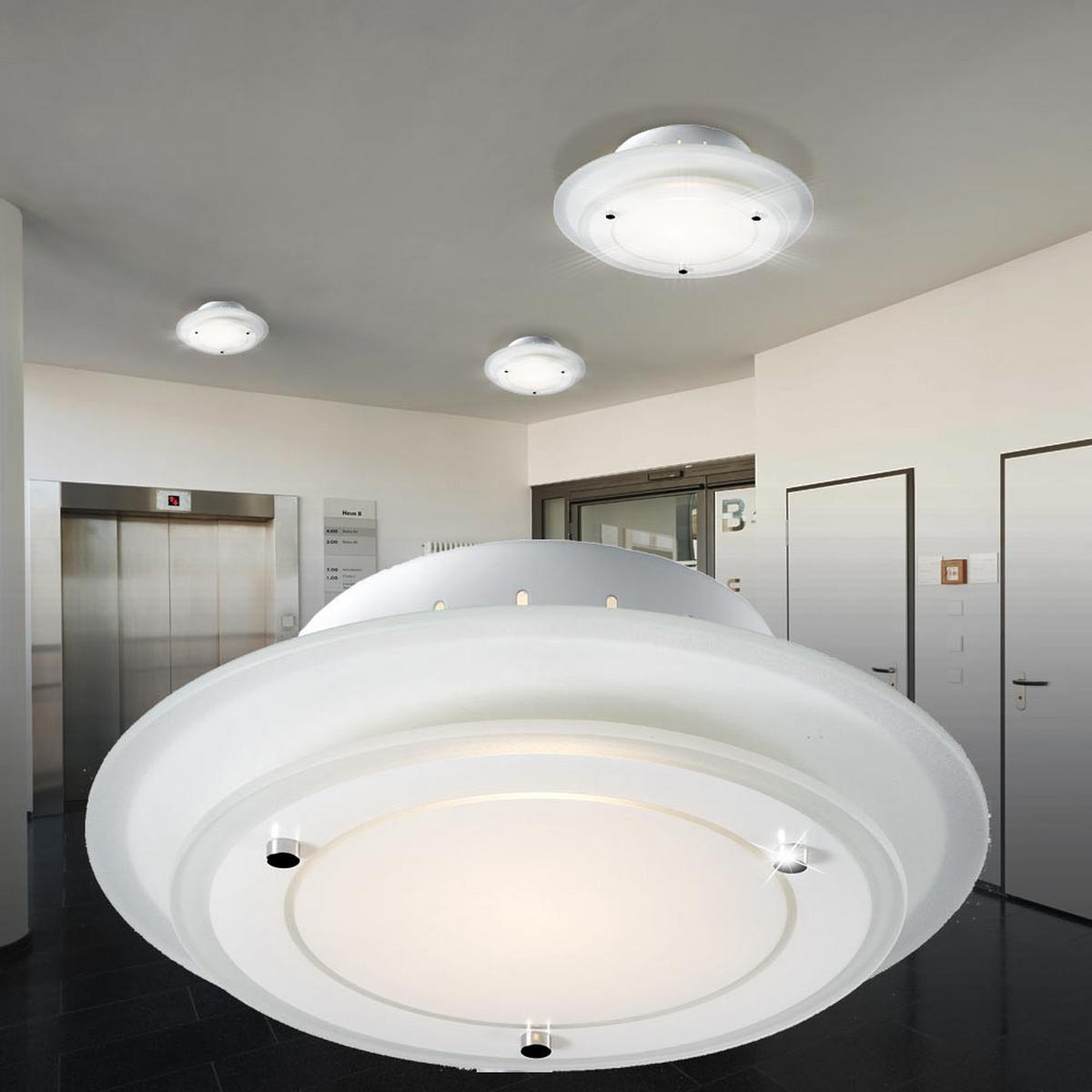 LED DECKENLEUCHTE CASSIS Metall Weiß - Weiß, Glas (22/22/9.5cm)