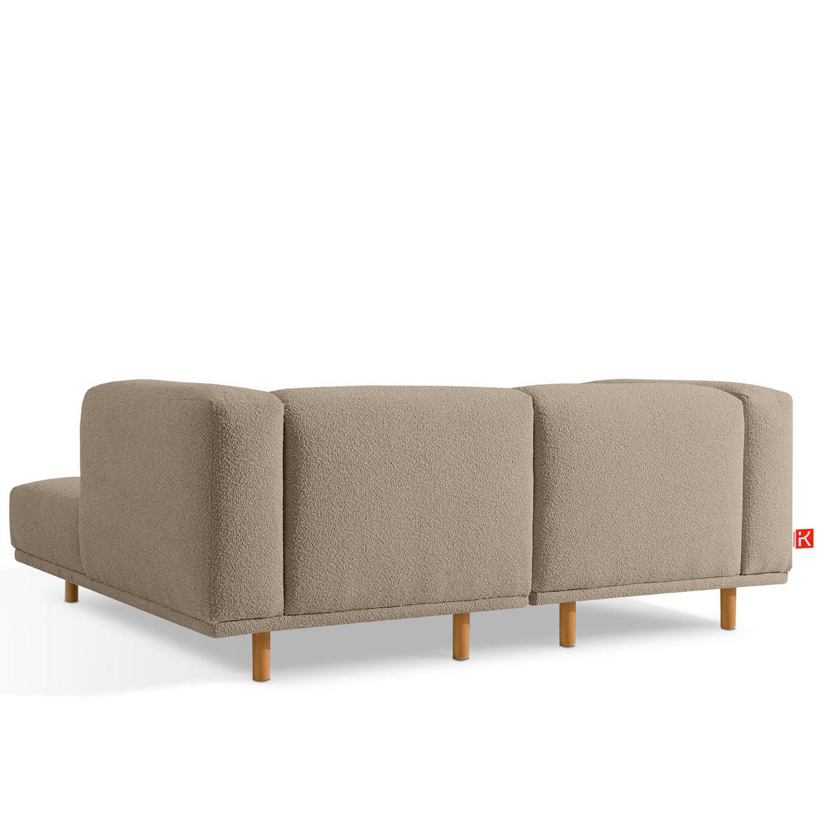 ECKSOFA-RECHTS FOSERO, Bouclé - Greige/Buchefarben, Holz/Holzwerkstoff (204/155cm) - KONSIMO®