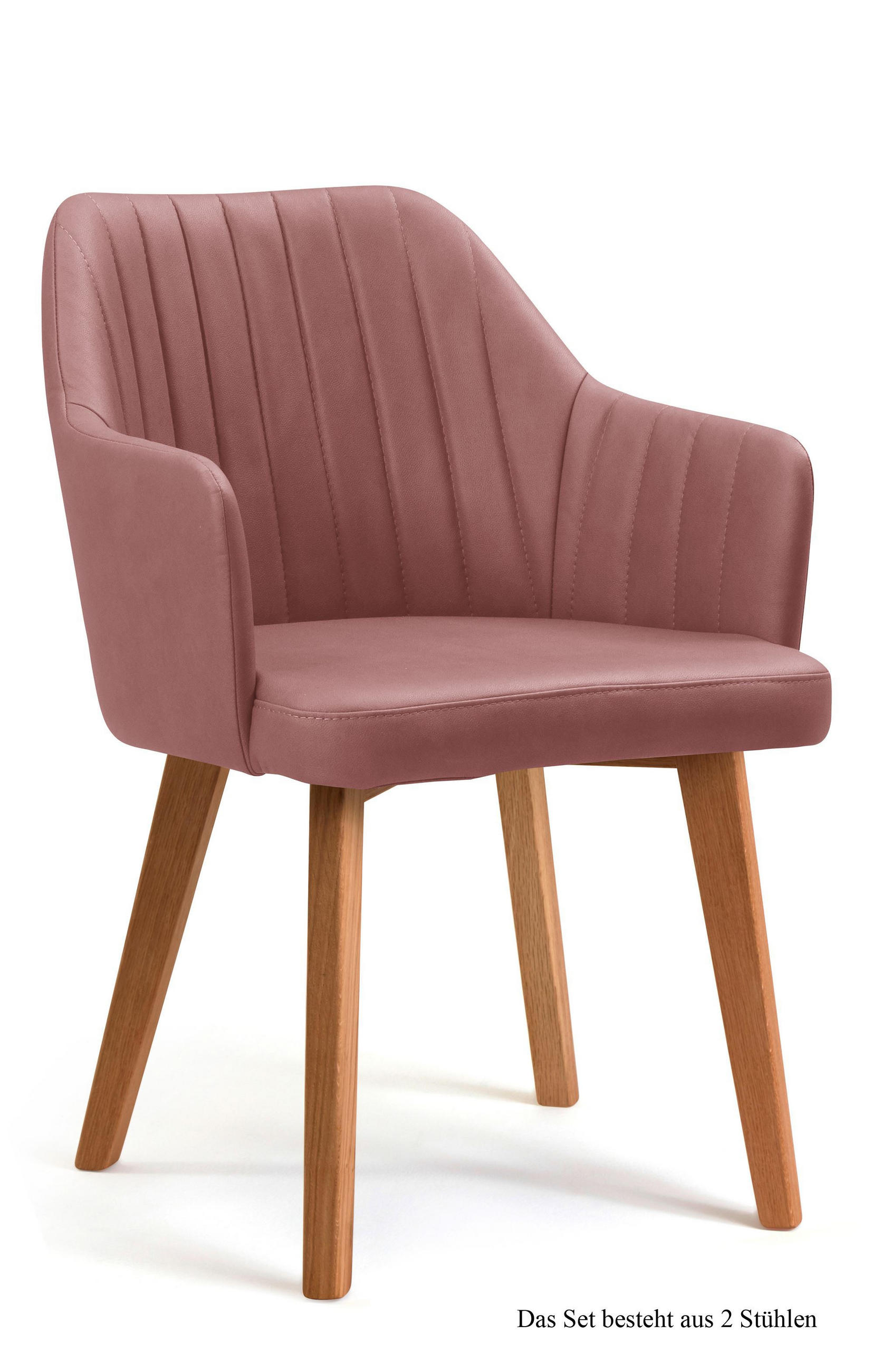 ARMLEHNSTUHL (2er-Set) Dasi 58x81x60 Eiche geölt/Rosewood - Eichefarben/Dunkelrosa, Kunststoff (60/81/58cm) - 58aufmkessel