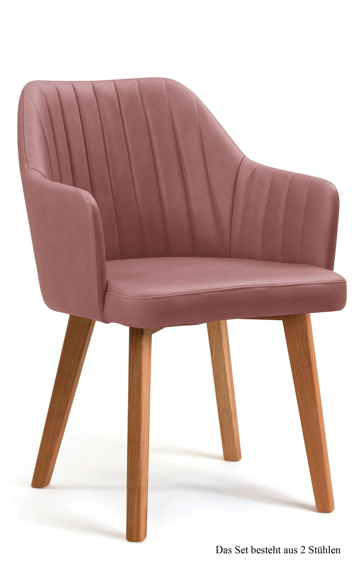 ARMLEHNSTUHL (2er-Set) Dasi 58x81x60 Eiche geölt/Rosewood - Eichefarben/Dunkelrosa, Kunststoff (60/81/58cm) - 58aufmkessel
