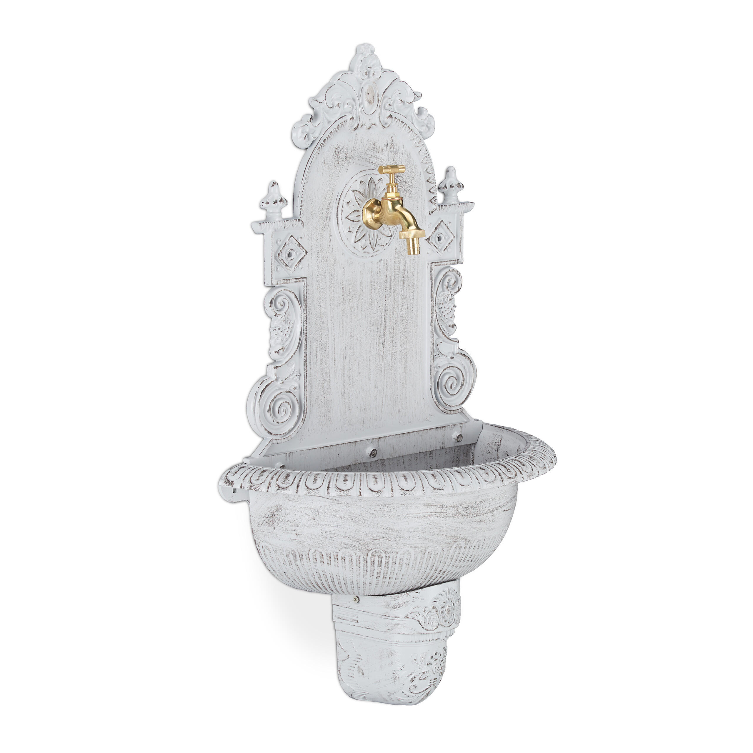 WANDBRUNNEN - Weiß, Metall (22/44/75cm) - Relaxdays