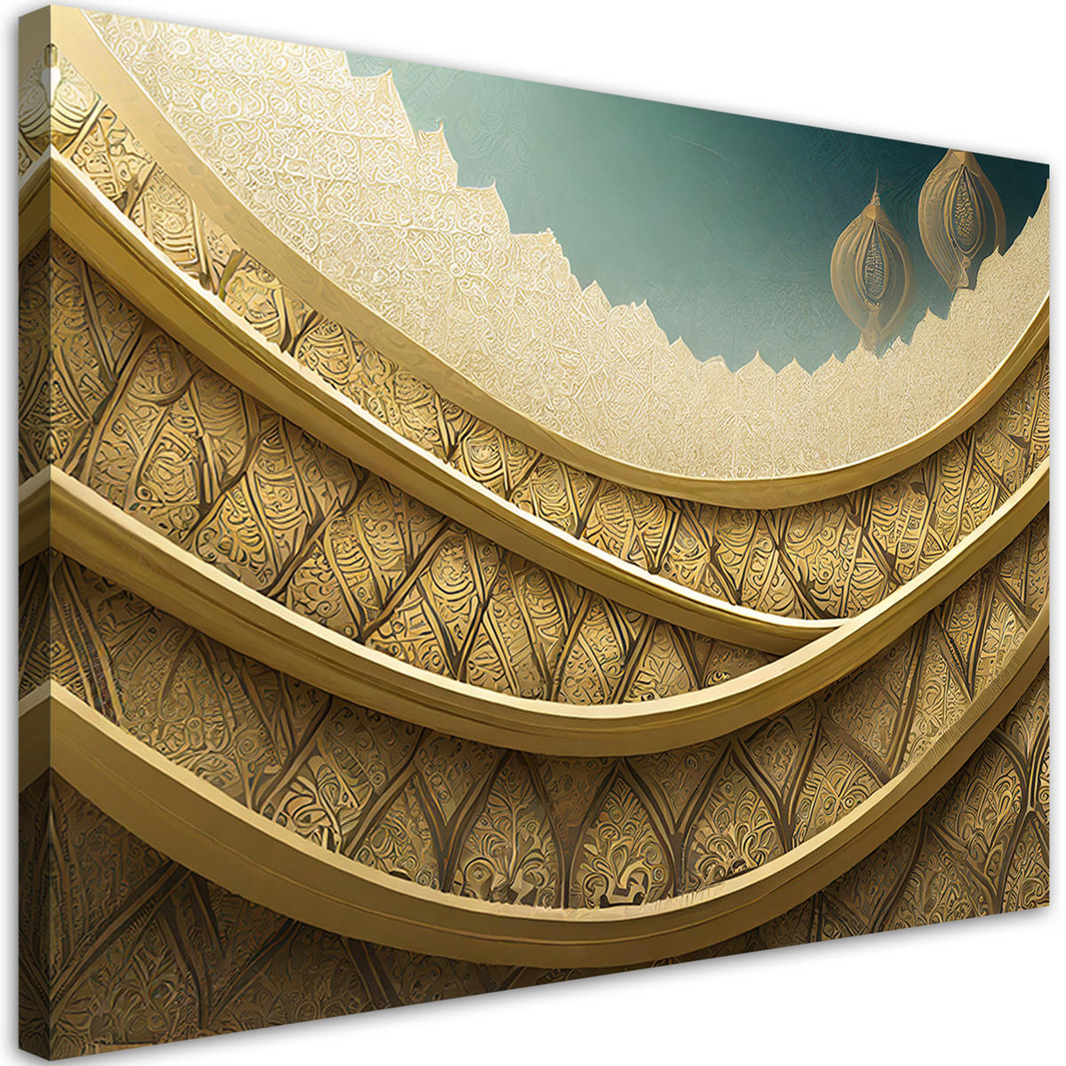 WANDBILD gold orientalische symbole - Beige, Textil (60/40cm) - Feeby