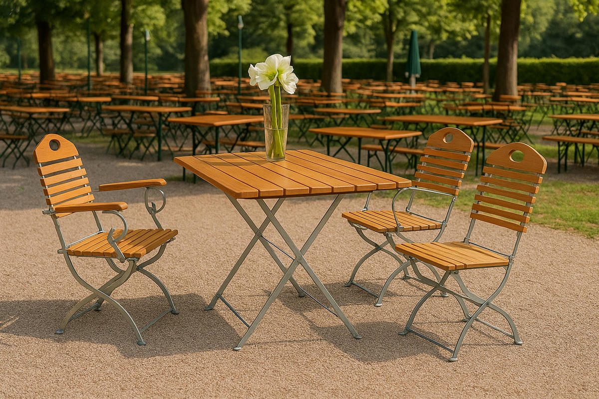 GARTEN-GARNITUR Bad Belzig 5-teilig aus Robinienholz, Stahlgestell Verzinkt - Braun, Holz - TPFGarden
