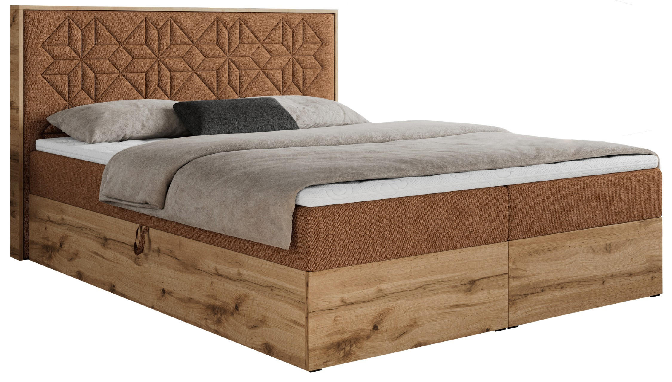 BOXBETT NESSI - 160/200 Orange Struktur - H3 - Orange, Holz/Textil (160/200cm) - MKS